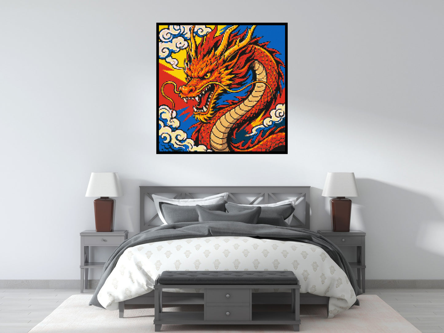 Fierce Eastern Dragon Pop Art - Brick Art Mosaic Kit 6x6 large