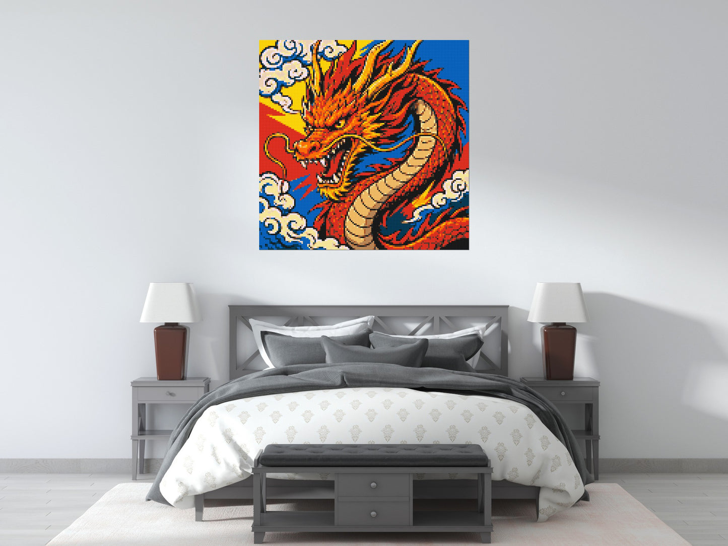 Fierce Eastern Dragon Pop Art - Brick Art Mosaic Kit 6x6 large