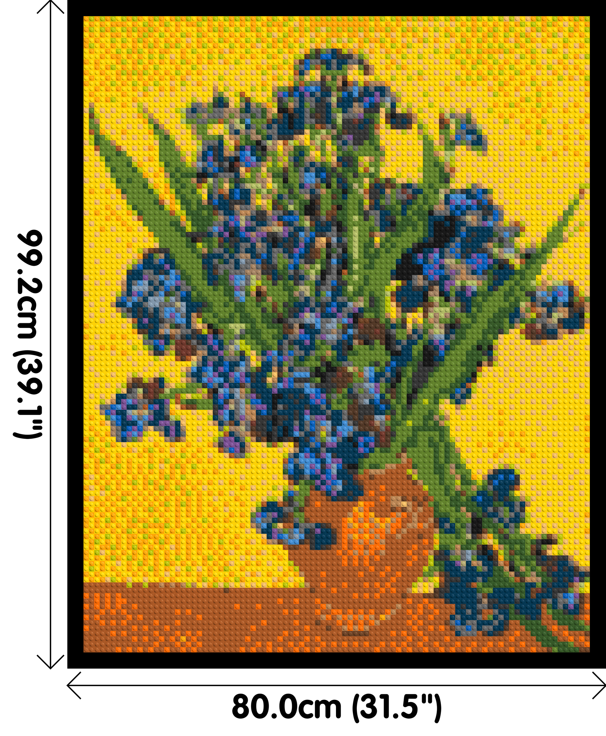Vase with Irises by Vincent van Gogh - Brick Art Mosaic Kit 4x5 dimensions with frame
