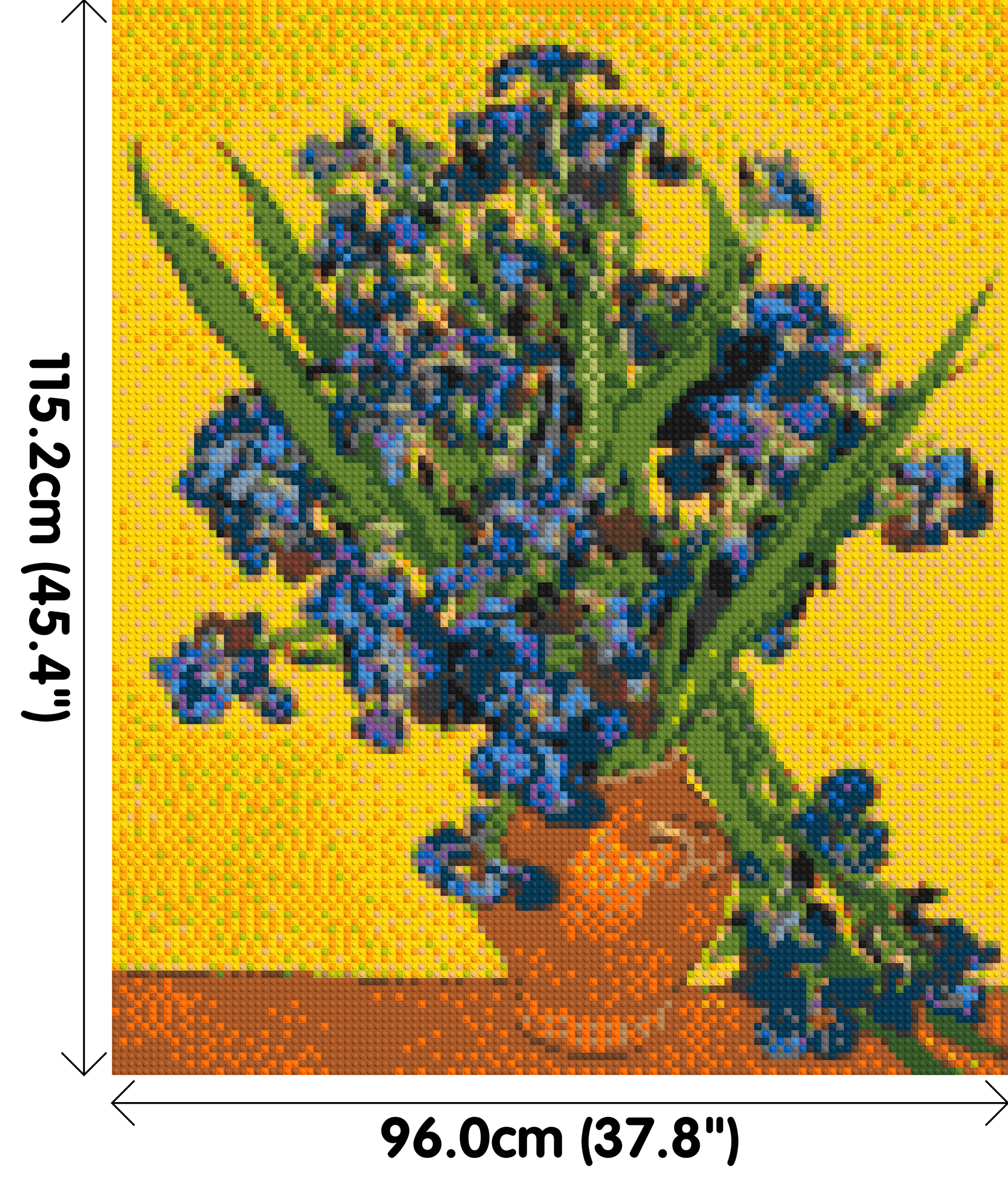 Vase with Irises by Vincent van Gogh - Brick Art Mosaic Kit 5x6 dimensions