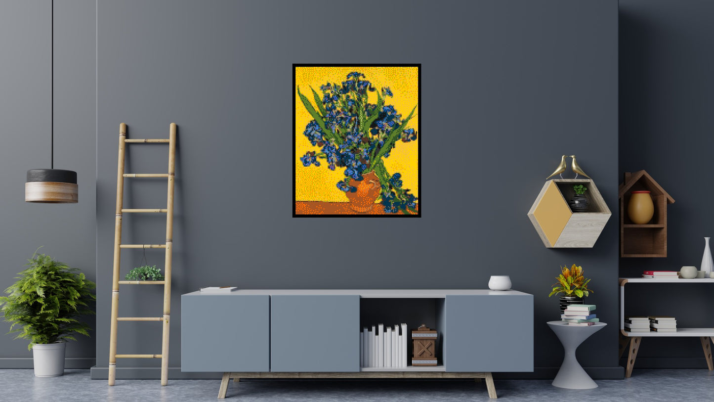 Vase with Irises by Vincent van Gogh - Brick Art Mosaic Kit 5x6 large