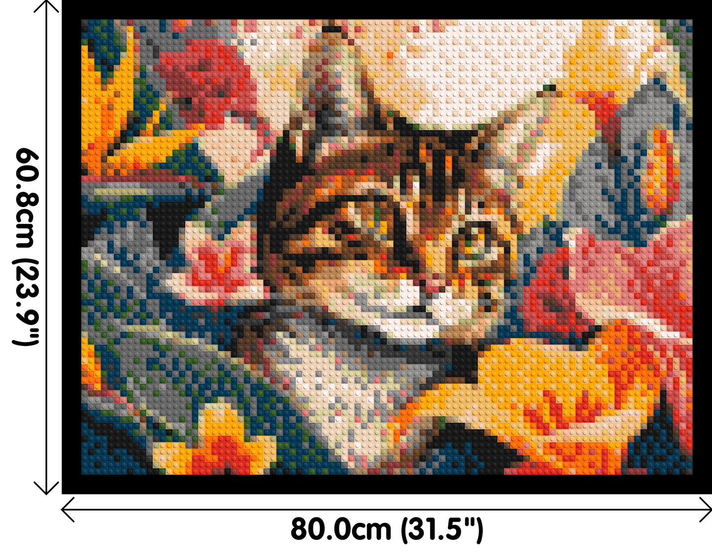 Tabby Cat in Tropical Flower Jungle Pop Art - Brick Art Mosaic Kit 4x3 large