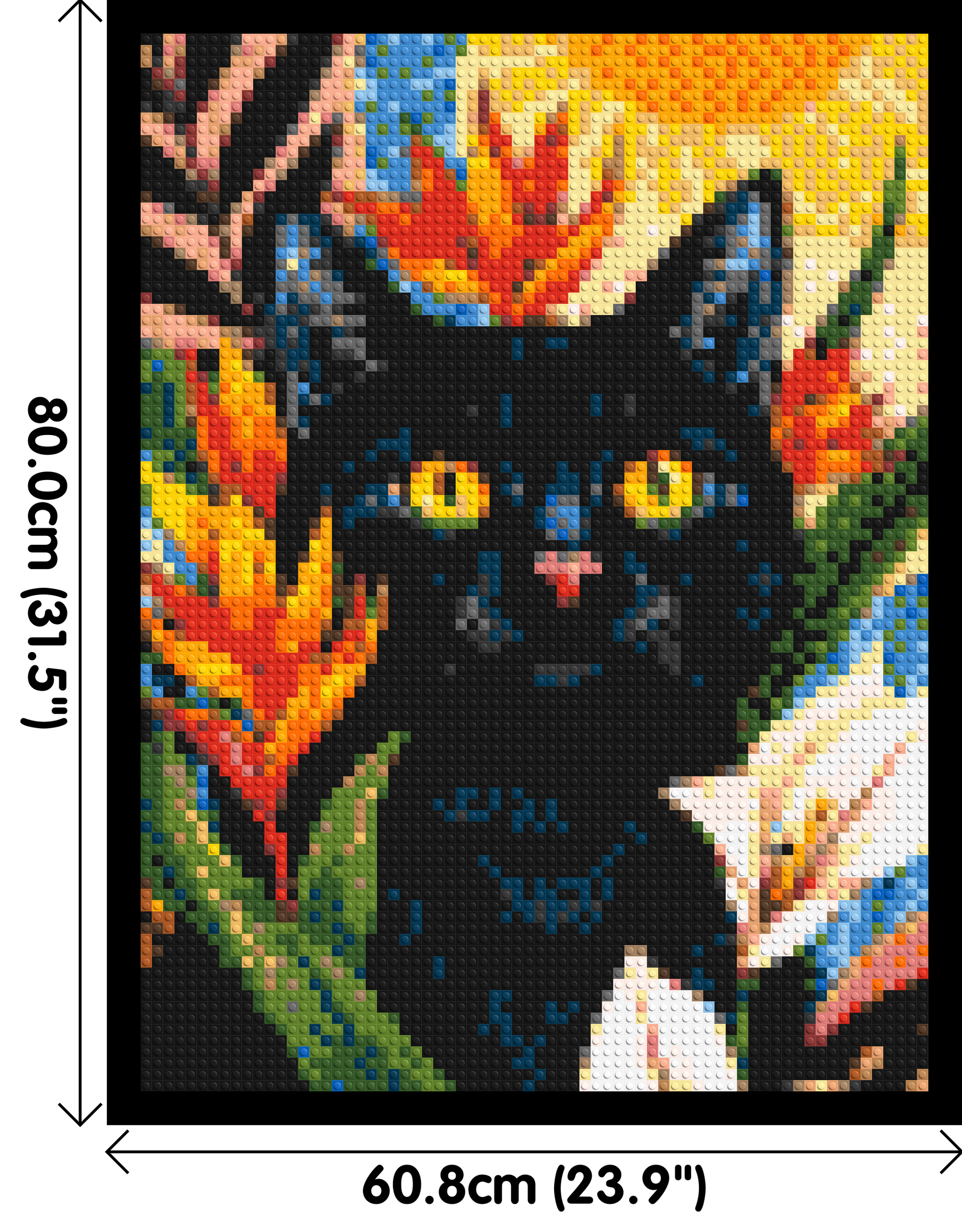Black Cat in Tropical Sun Illustration - Brick Art Mosaic Kit 3x4 dimensions with frame