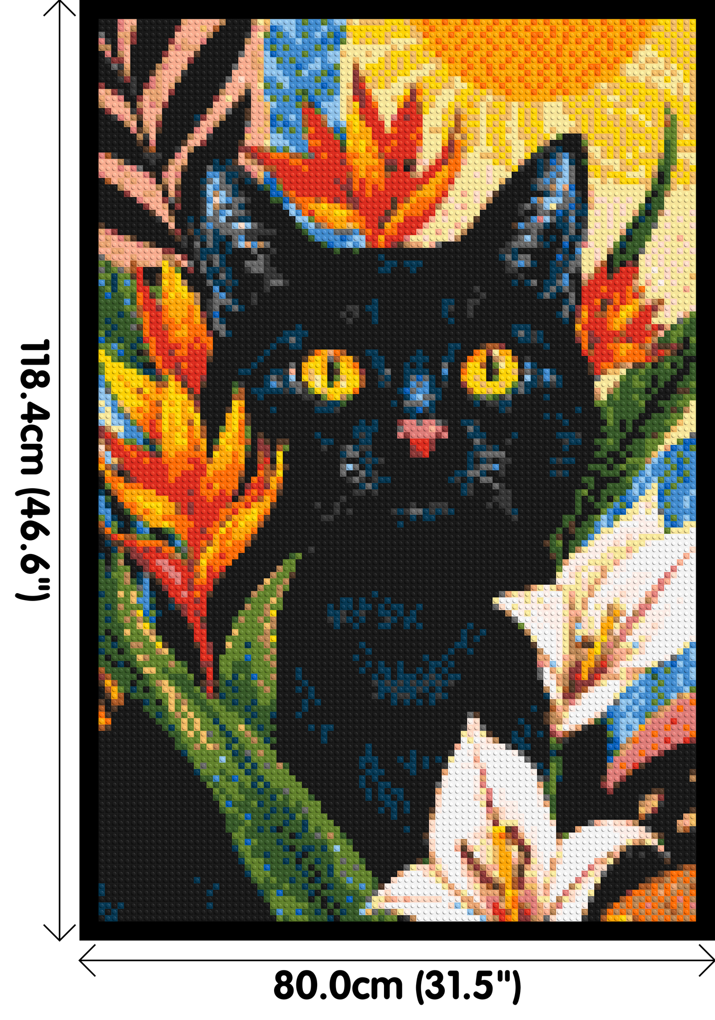Black Cat in Tropical Sun Illustration - Brick Art Mosaic Kit 4x6 large