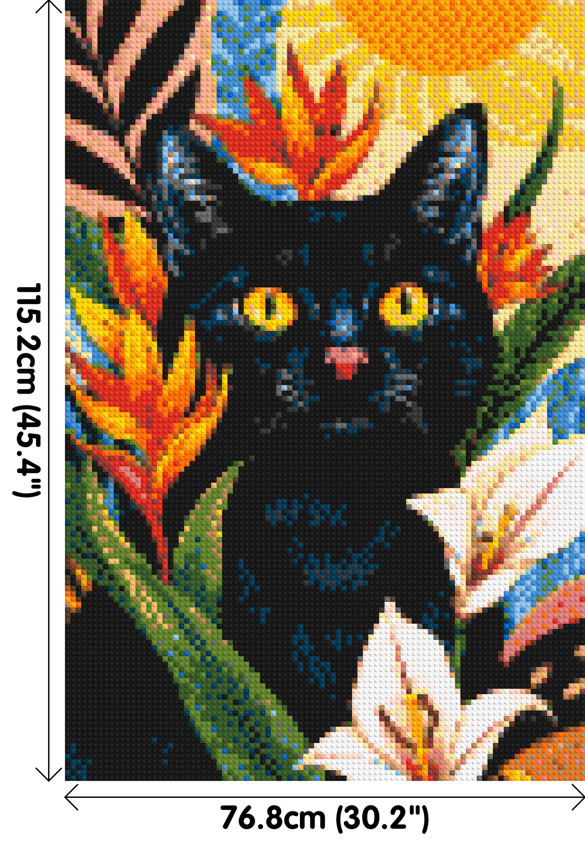 Black Cat in Tropical Sun Illustration - Brick Art Mosaic Kit 4x6 dimensions