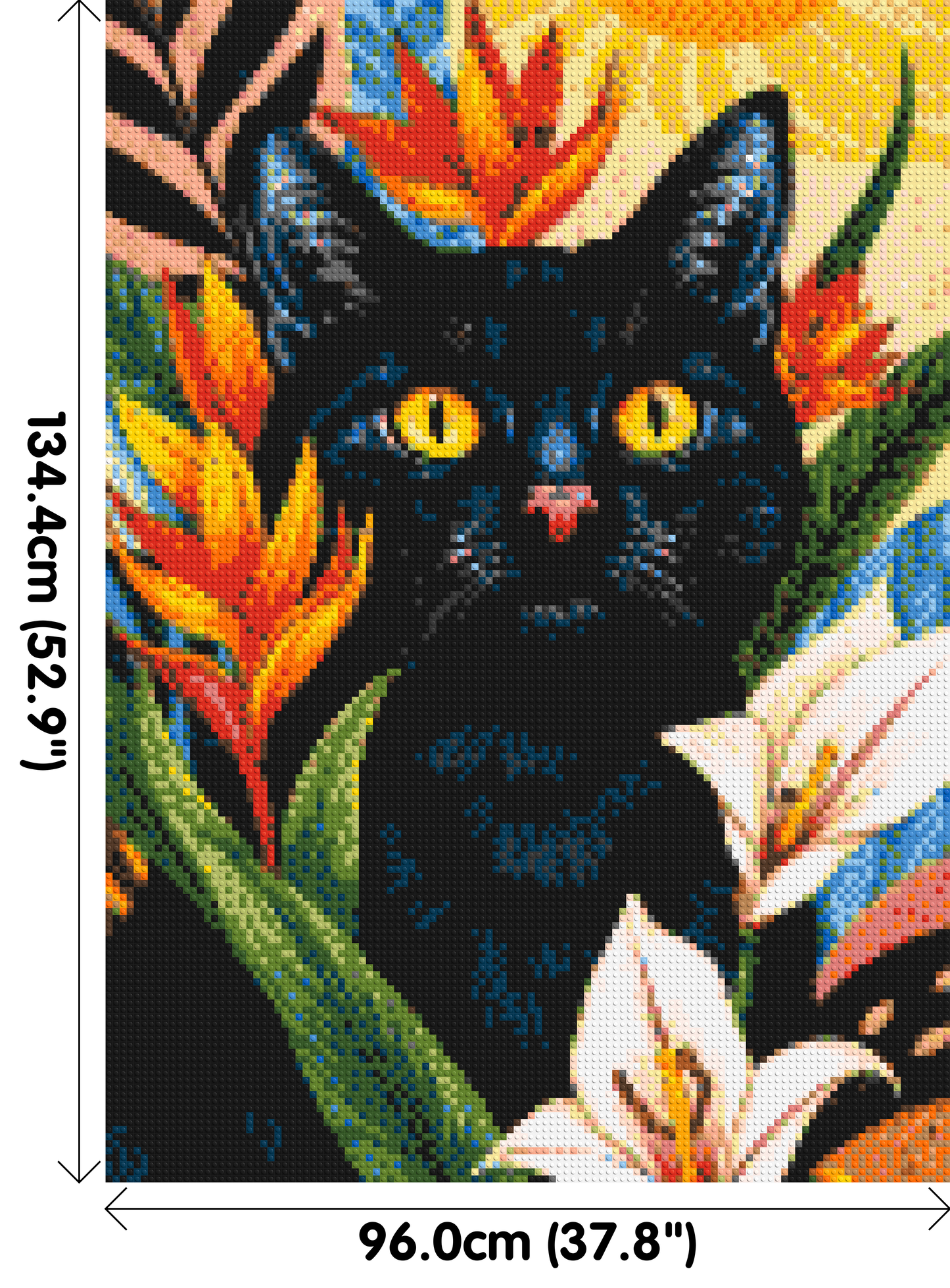Black Cat in Tropical Sun Illustration - Brick Art Mosaic Kit 5x7 large
