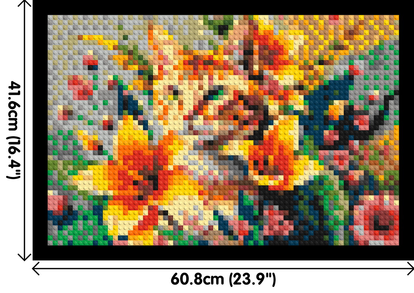 Ginger Tabby Cat with Orange Lilies and Pink Blossoms Illustration - Brick Art Mosaic Kit 3x2 large