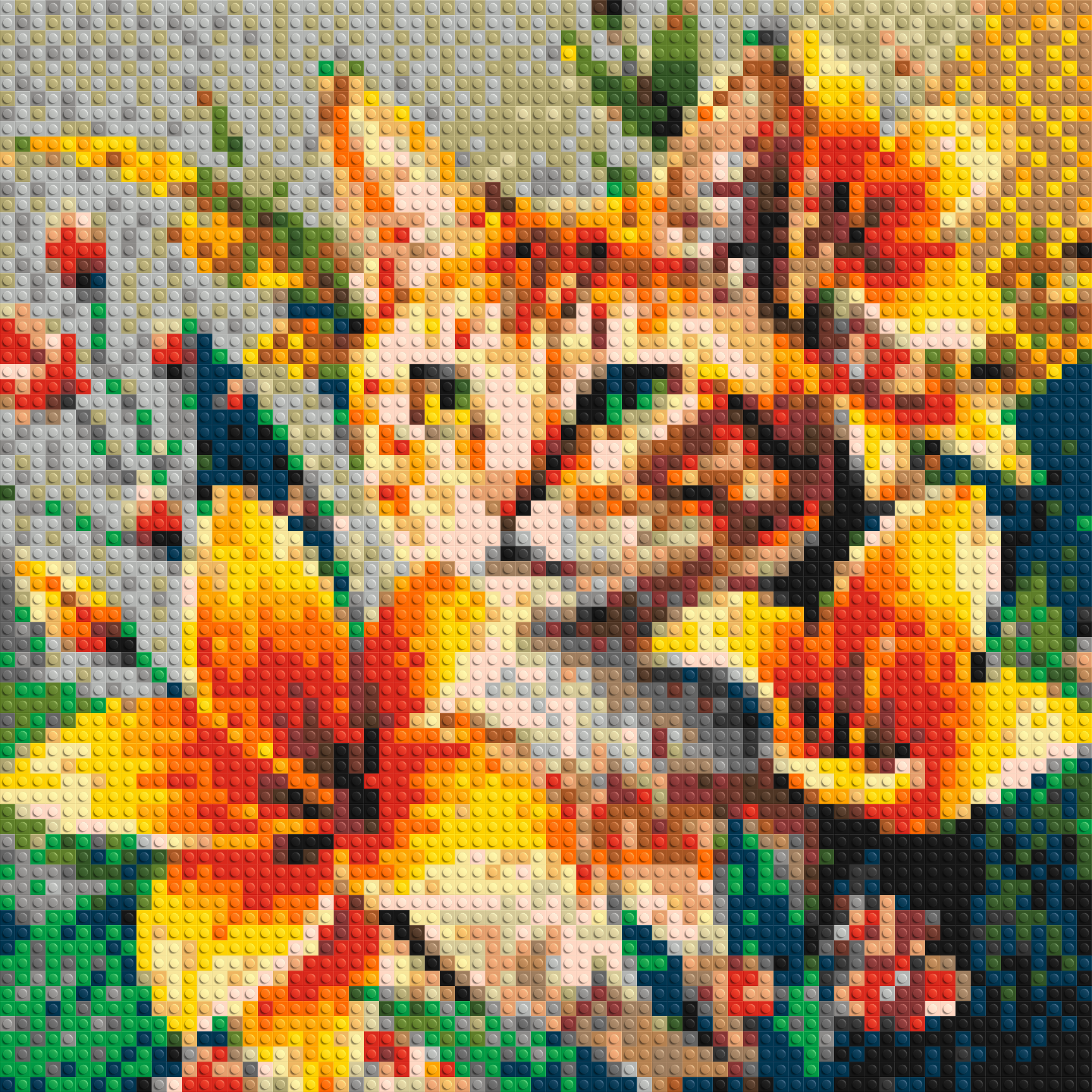 Ginger Tabby Cat with Orange Lilies and Pink Blossoms Illustration - Brick Art Mosaic Kit 3x3 large