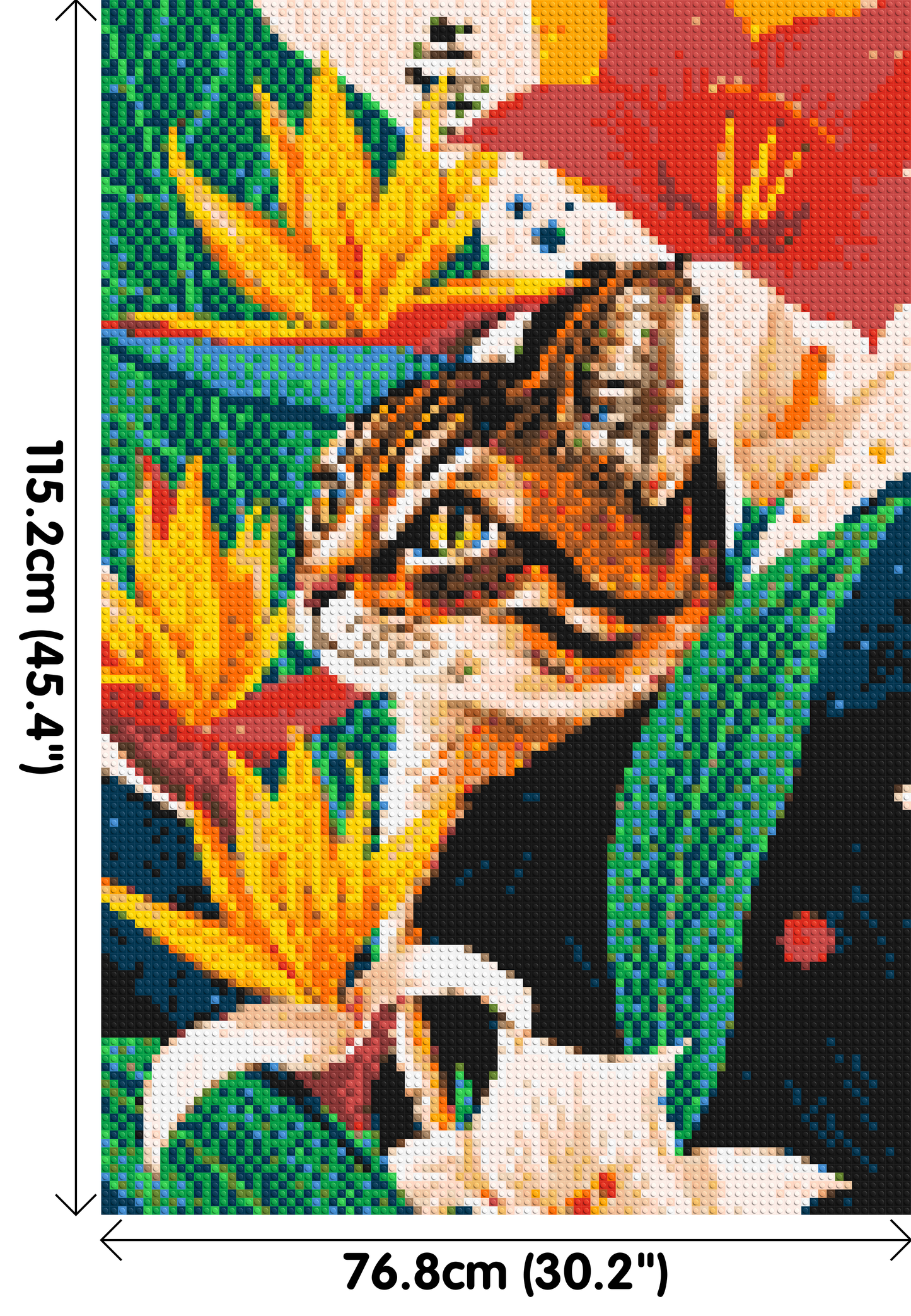 Tabby Cat with Birds of Paradise Illustration - Brick Art Mosaic Kit 4x6 large