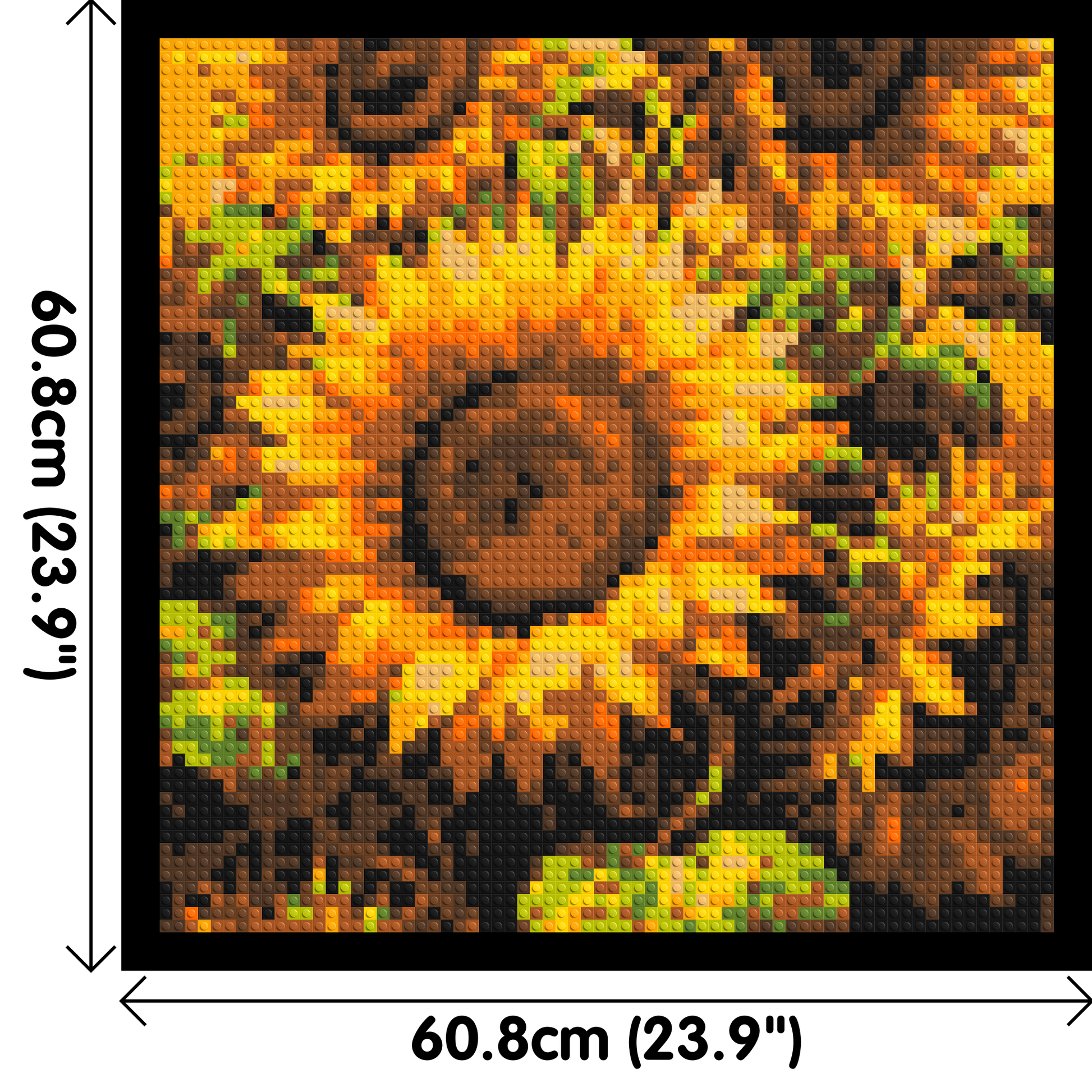 Golden Sunflowers Fine Art - Brick Art Mosaic Kit 3x3 dimensions with frame