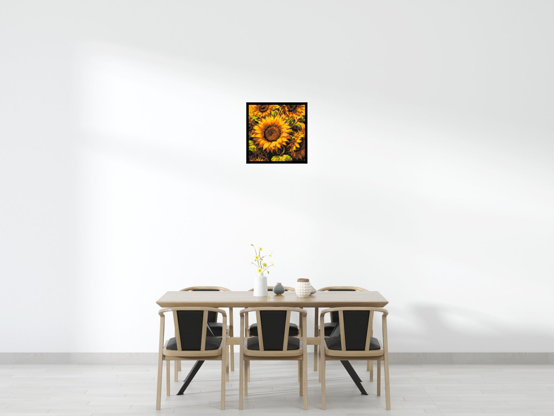 Golden Sunflowers Fine Art - Brick Art Mosaic Kit 3x3 scene with frame