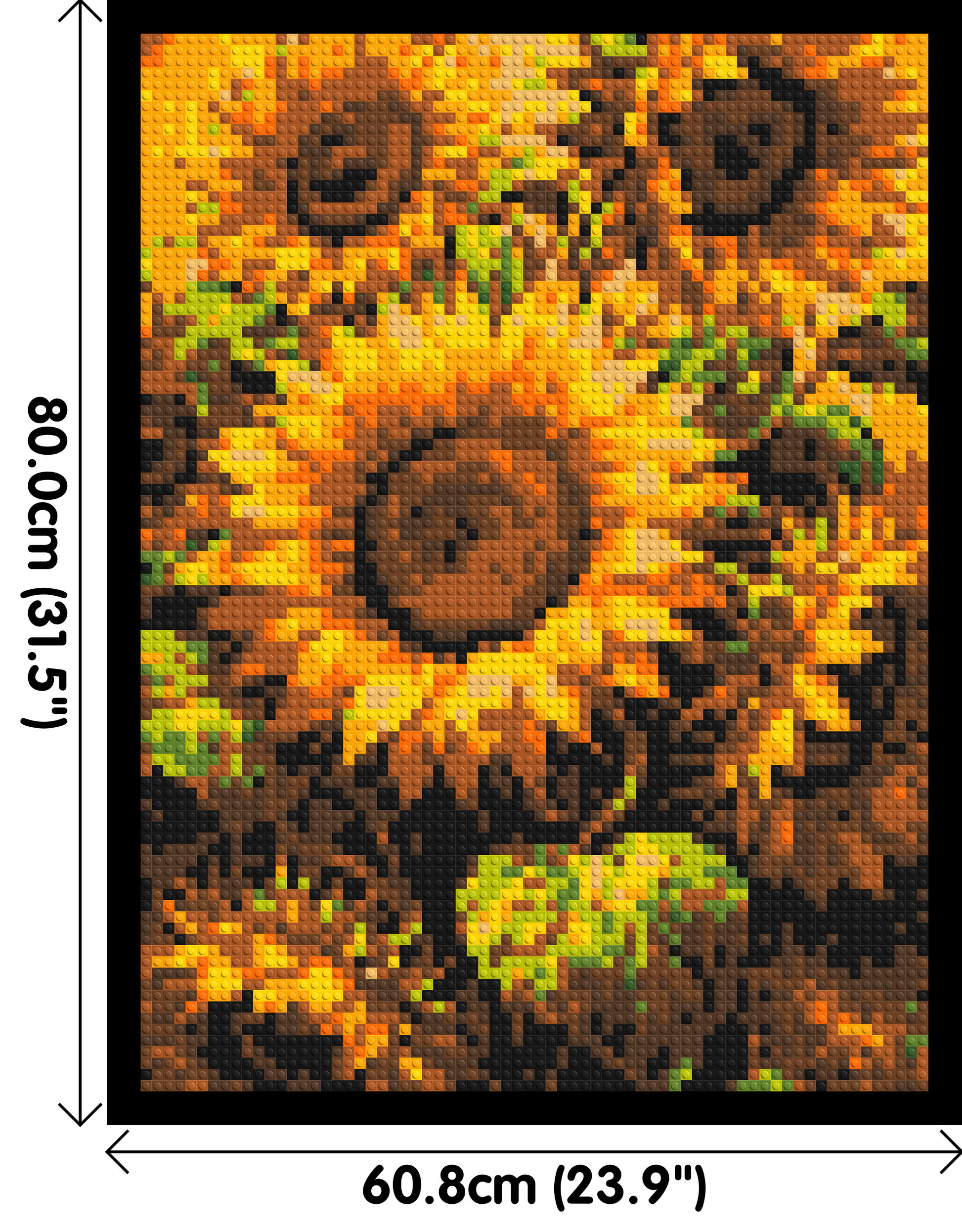 Golden Sunflowers Fine Art - Brick Art Mosaic Kit 3x4 dimensions with frame