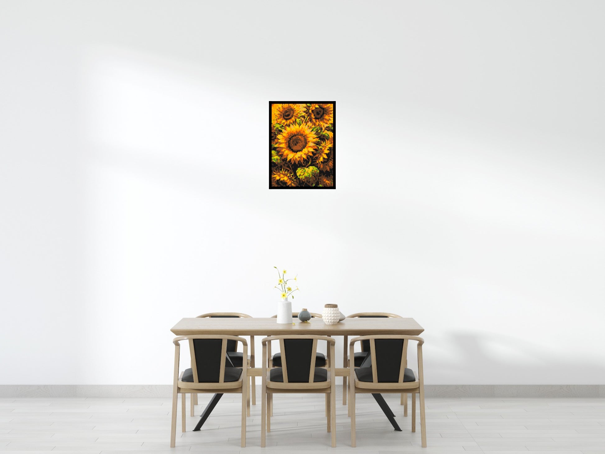 Golden Sunflowers Fine Art - Brick Art Mosaic Kit 3x4 scene with frame