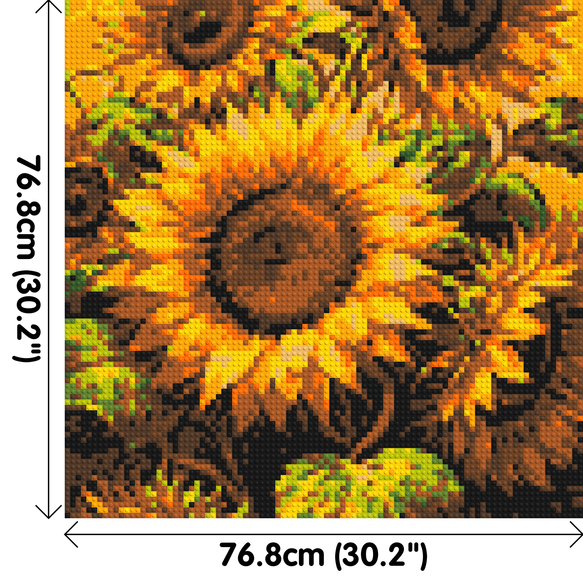 Golden Sunflowers Fine Art - Brick Art Mosaic Kit 4x4 dimensions