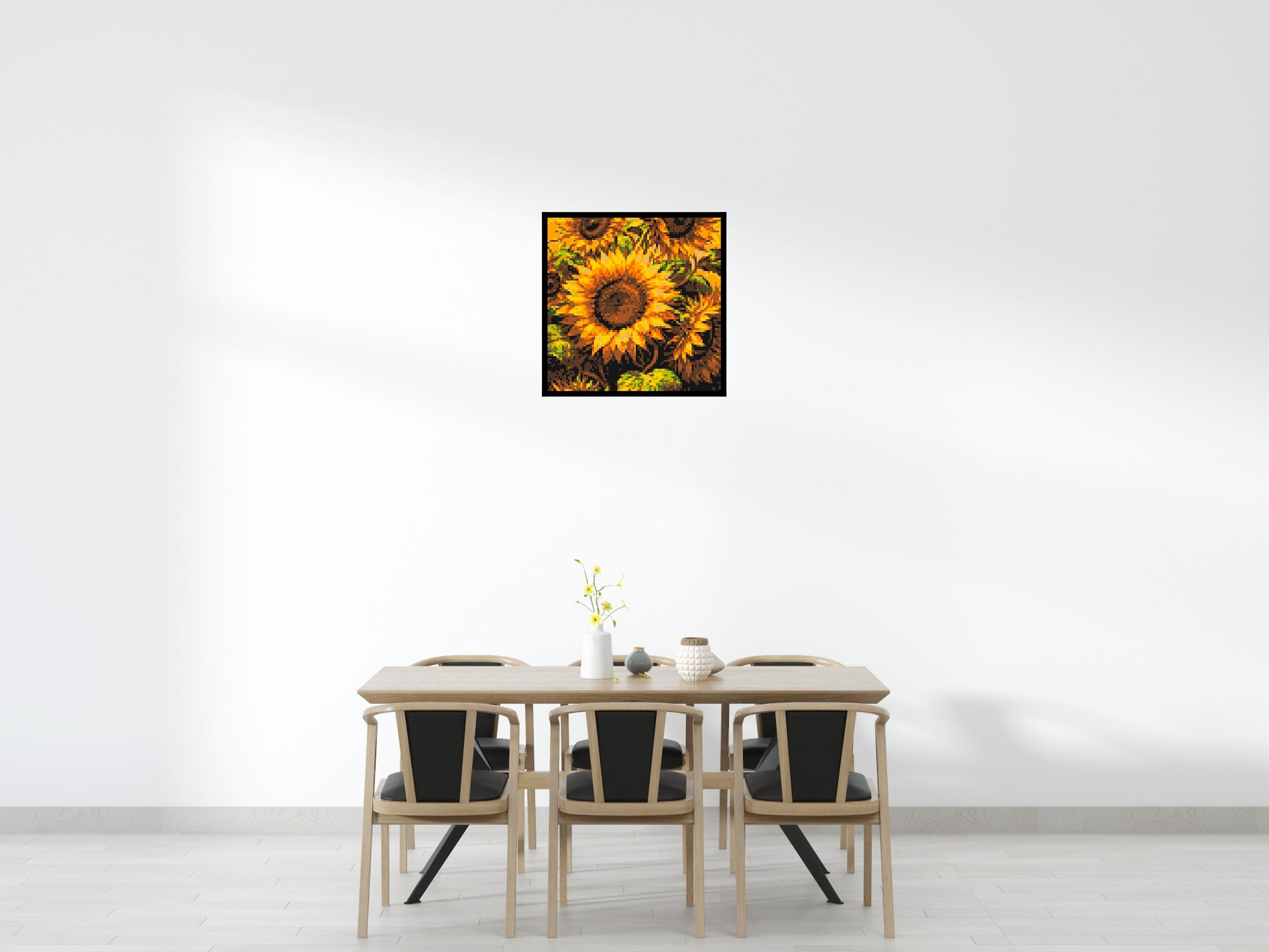 Golden Sunflowers Fine Art - Brick Art Mosaic Kit 4x4 scene with frame