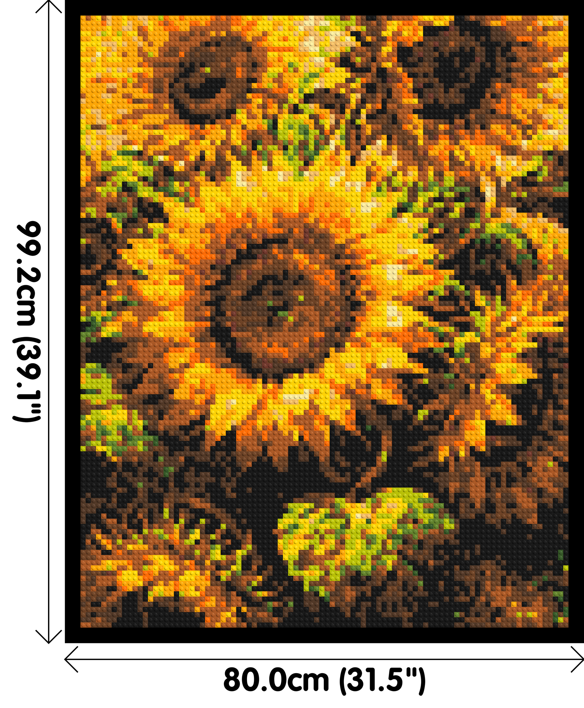 Golden Sunflowers Fine Art - Brick Art Mosaic Kit 4x5 dimensions with frame
