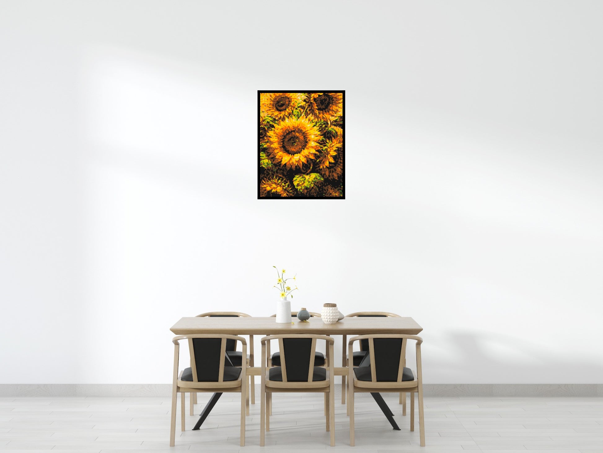 Golden Sunflowers Fine Art - Brick Art Mosaic Kit 4x5 scene with frame