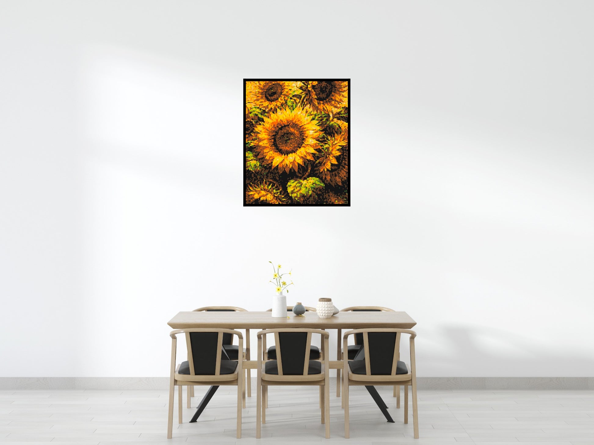 Golden Sunflowers Fine Art - Brick Art Mosaic Kit 5x6 scene with frame