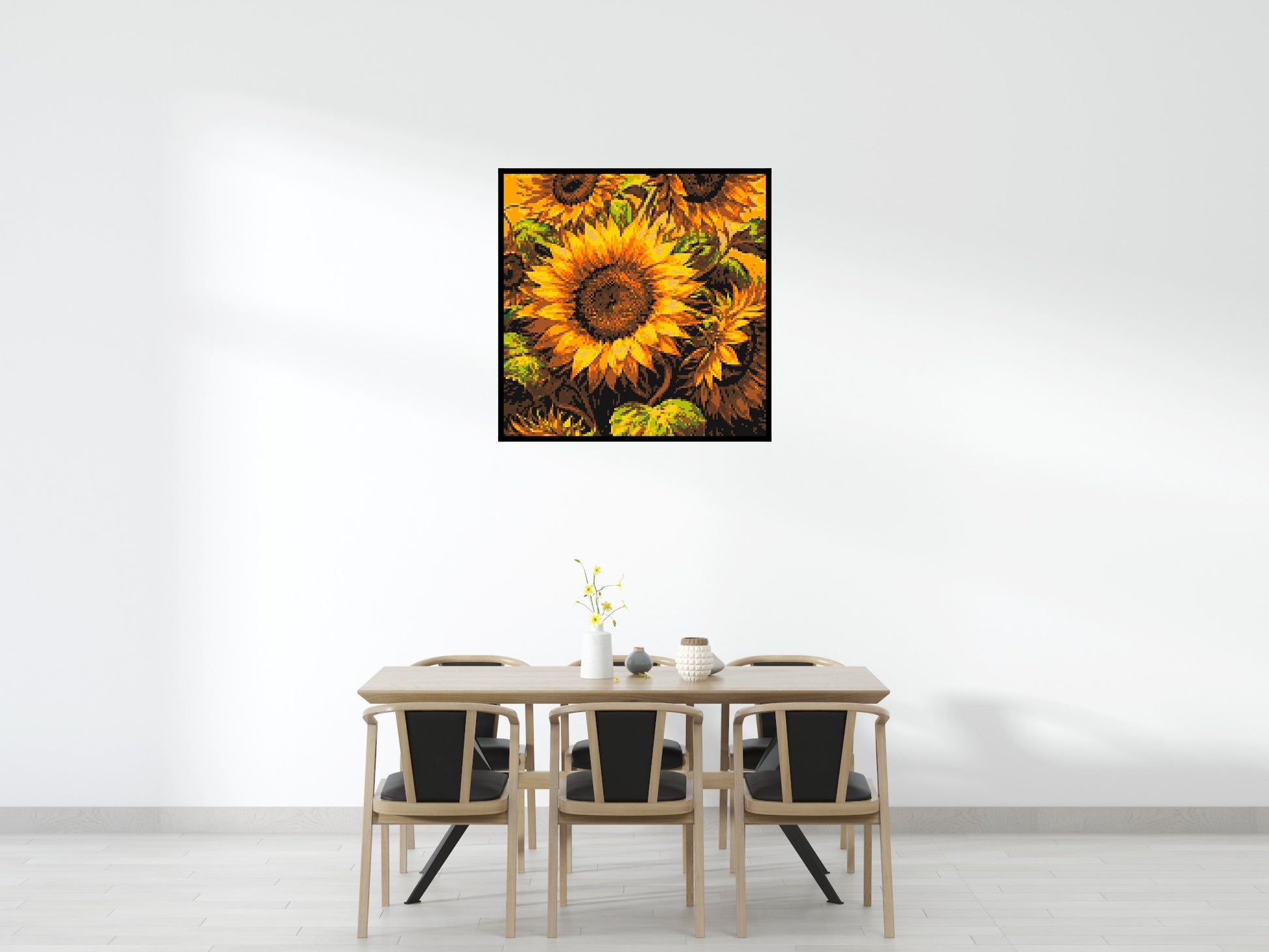 Golden Sunflowers Fine Art - Brick Art Mosaic Kit 6x6 scene with frame