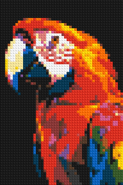 Scarlet Macaw Geometric Pop Art - Brick Art Mosaic Kit 2x3 large