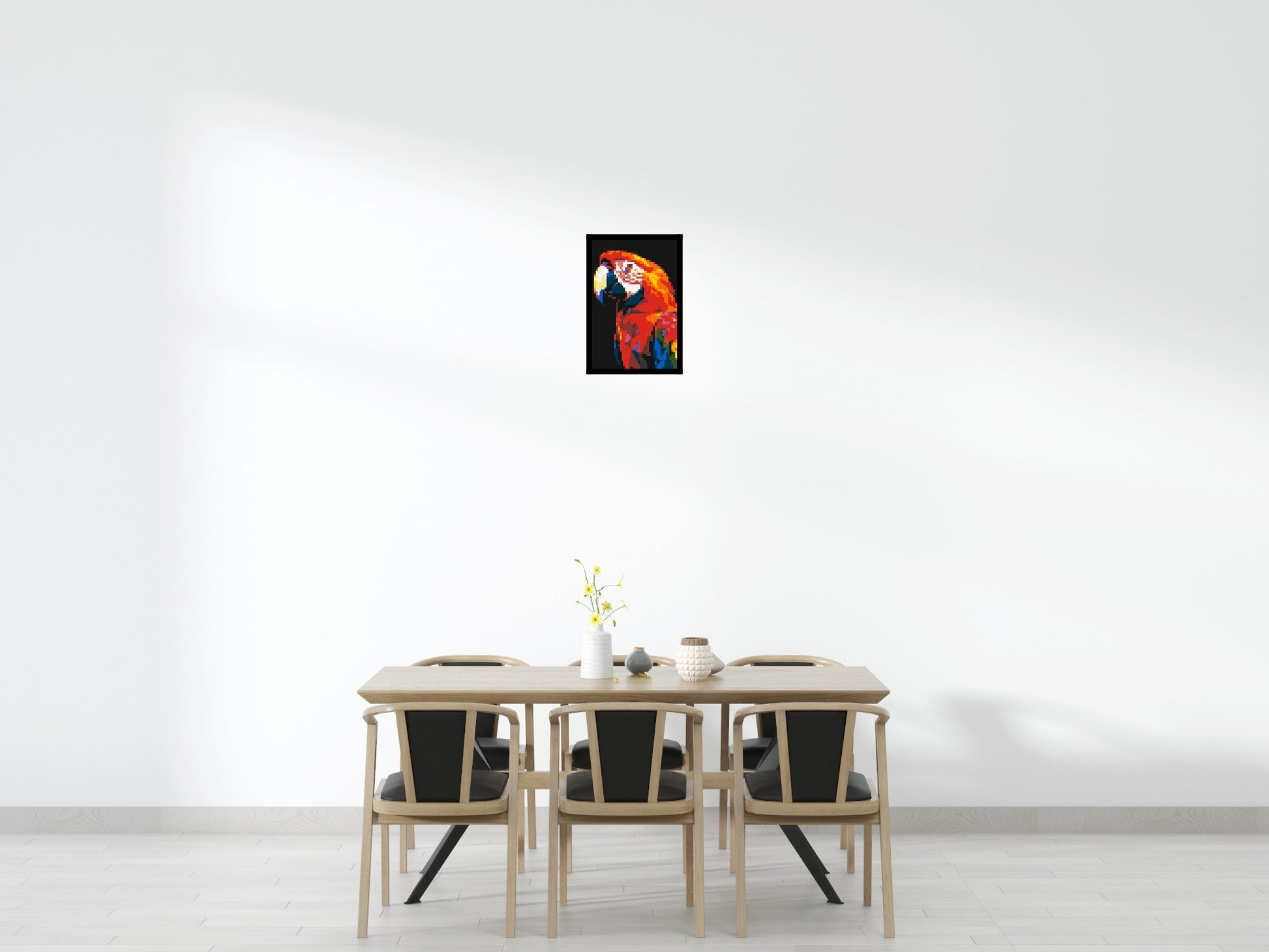 Scarlet Macaw Geometric Pop Art - Brick Art Mosaic Kit 2x3 scene with frame