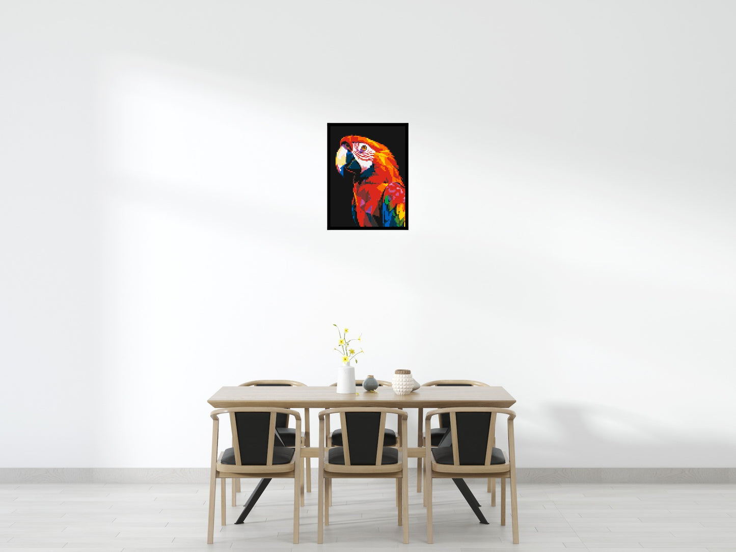 Scarlet Macaw Geometric Pop Art - Brick Art Mosaic Kit 3x4 large