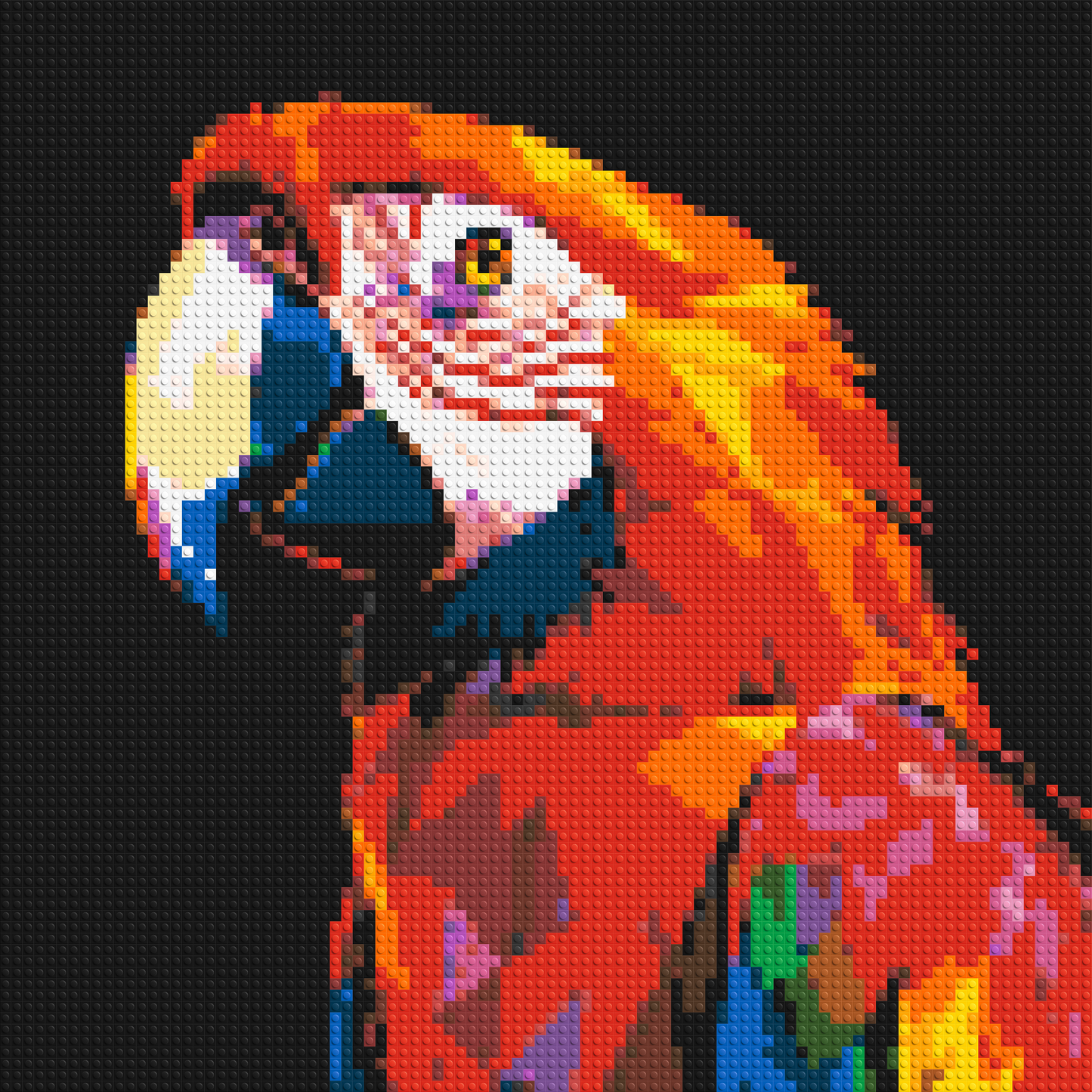 Scarlet Macaw Geometric Pop Art - Brick Art Mosaic Kit 4x4 large