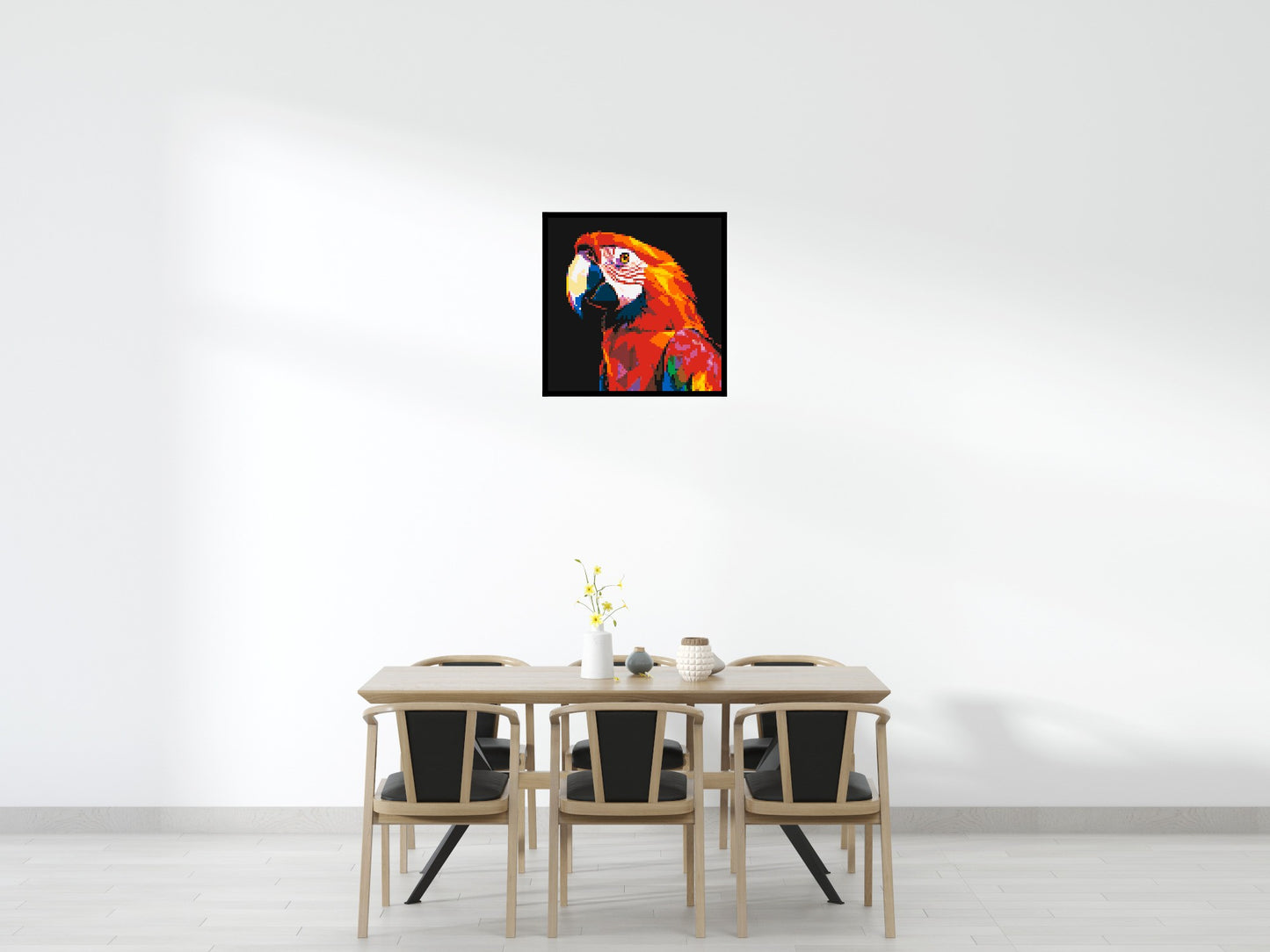 Scarlet Macaw Geometric Pop Art - Brick Art Mosaic Kit 4x4 large