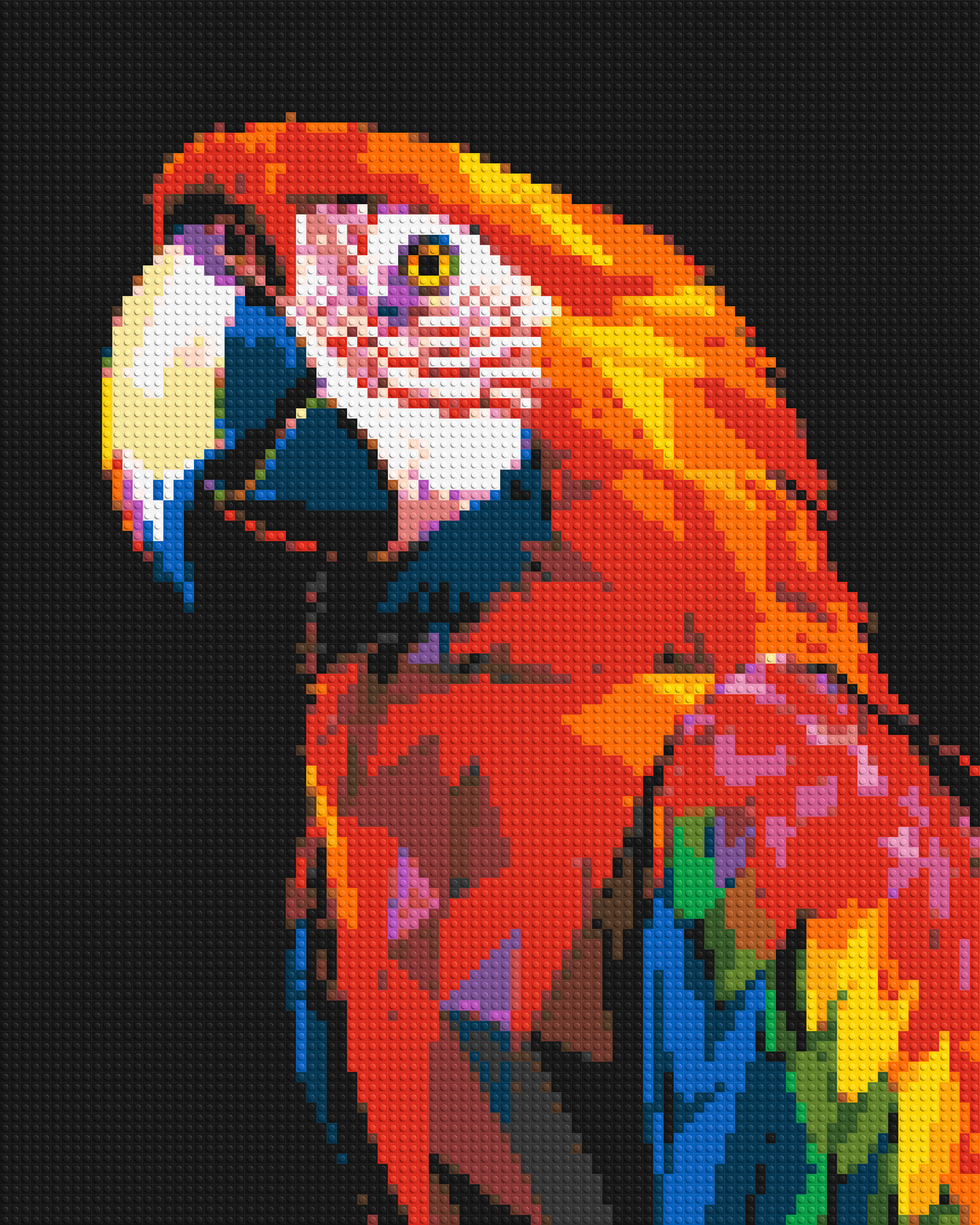 Scarlet Macaw Geometric Pop Art - Brick Art Mosaic Kit 4x5 large