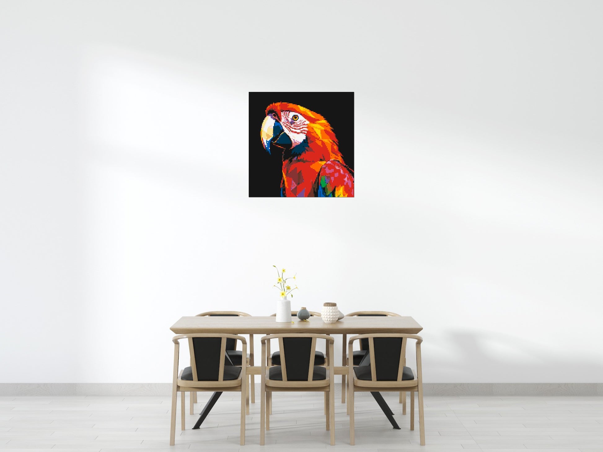 Scarlet Macaw Geometric Pop Art - Brick Art Mosaic Kit 5x5 scene