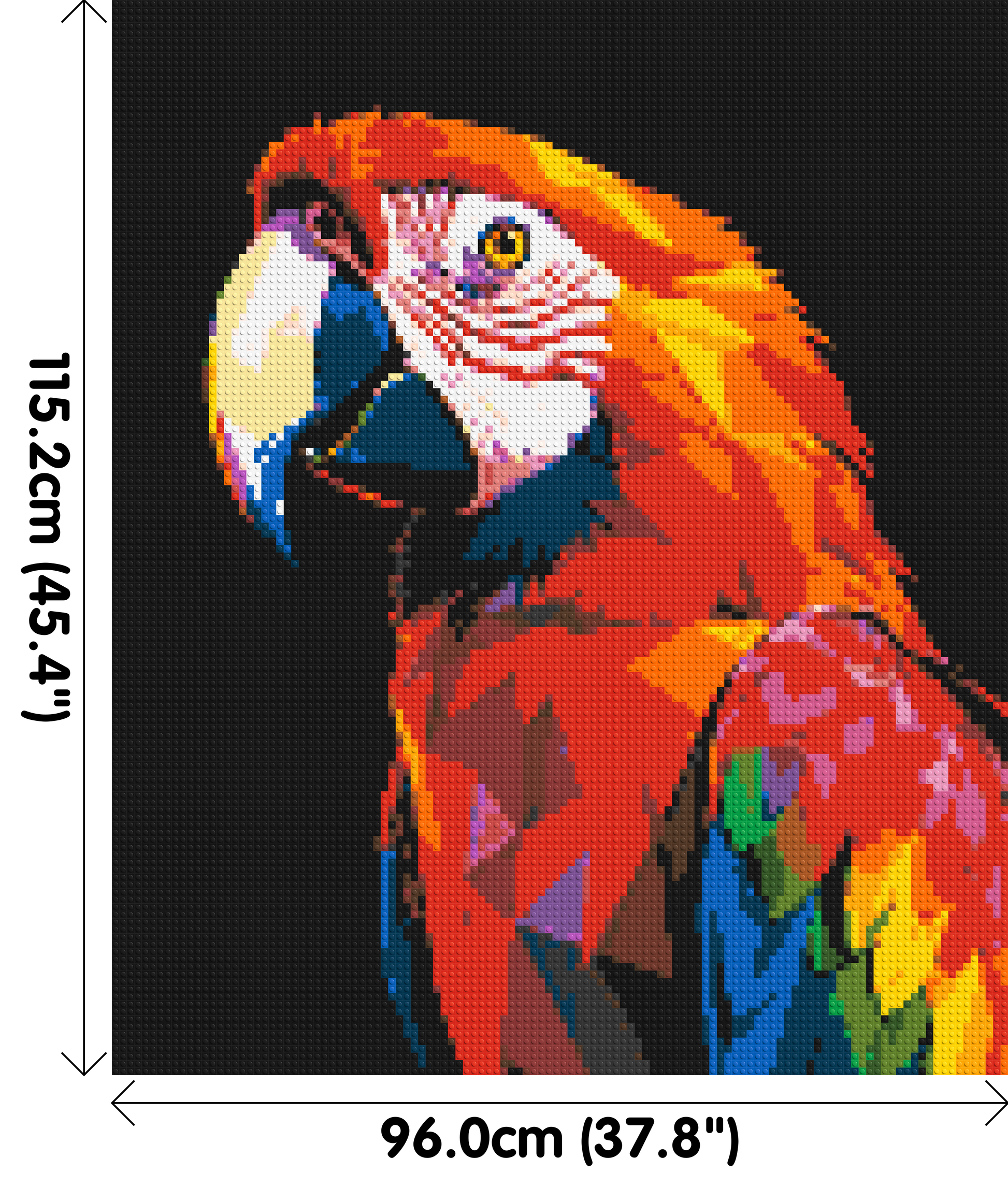 Scarlet Macaw Geometric Pop Art - Brick Art Mosaic Kit 5x6 dimensions