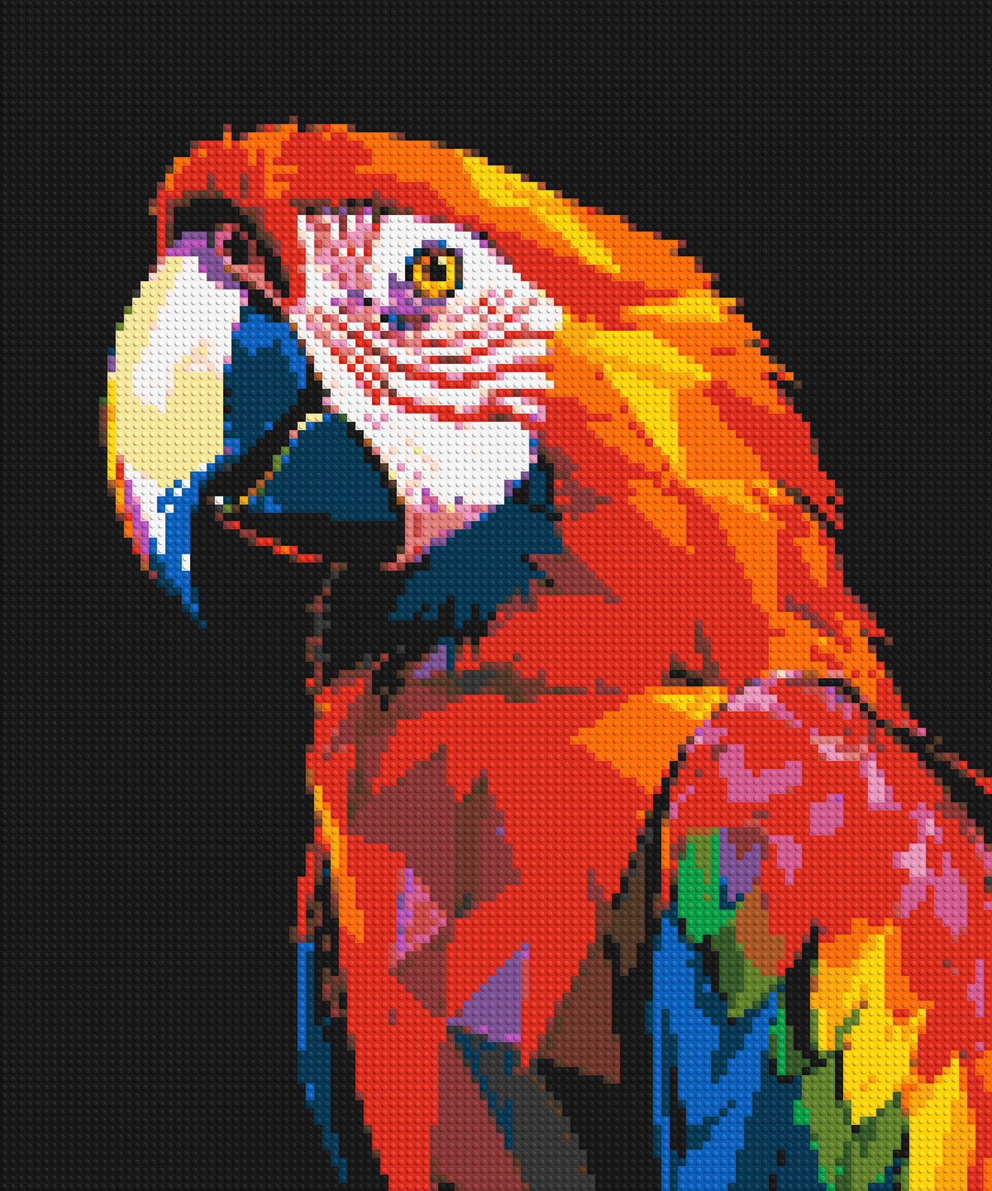 Scarlet Macaw Geometric Pop Art - Brick Art Mosaic Kit 5x6 large