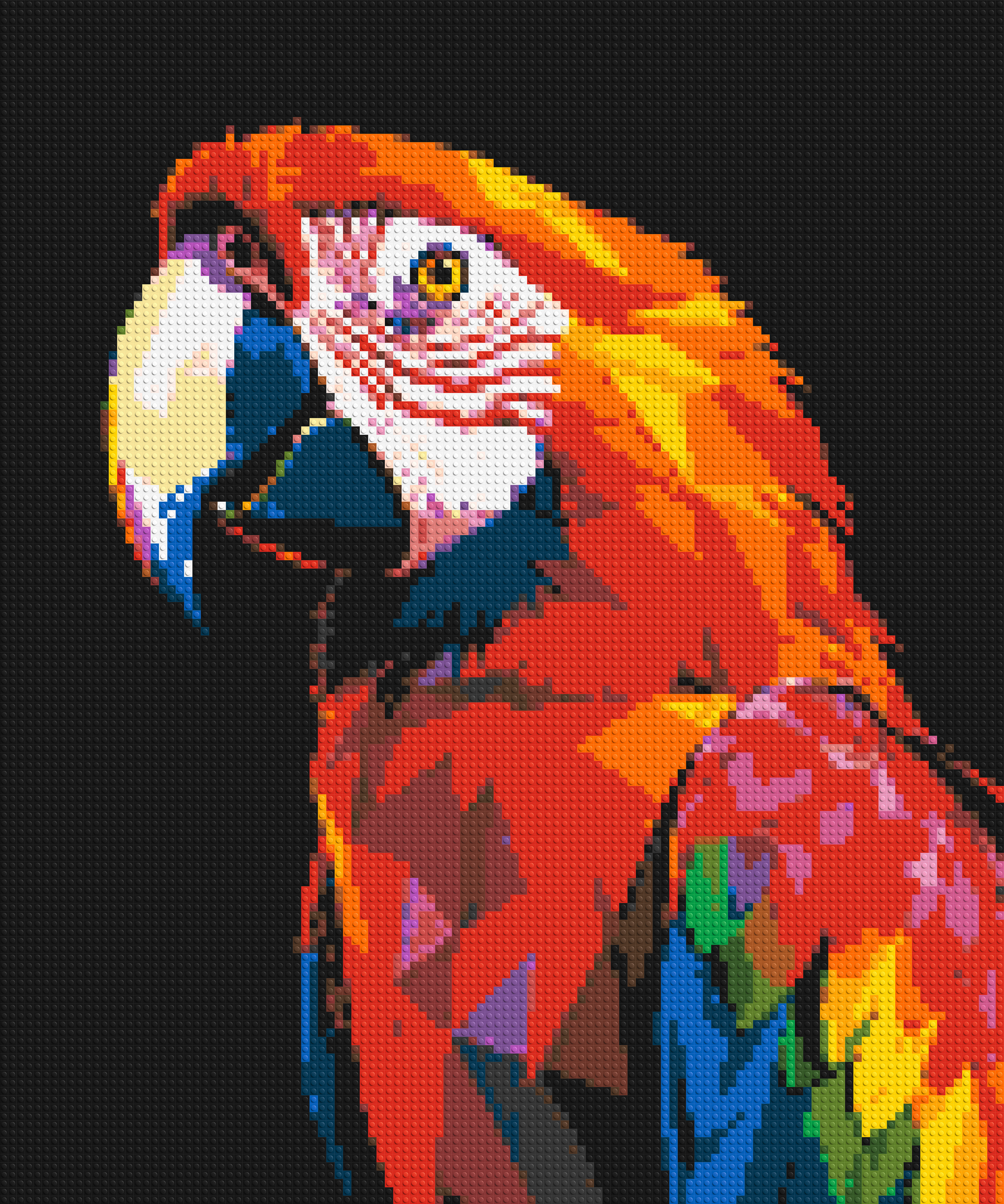 Scarlet Macaw Geometric Pop Art - Brick Art Mosaic Kit 5x6 large