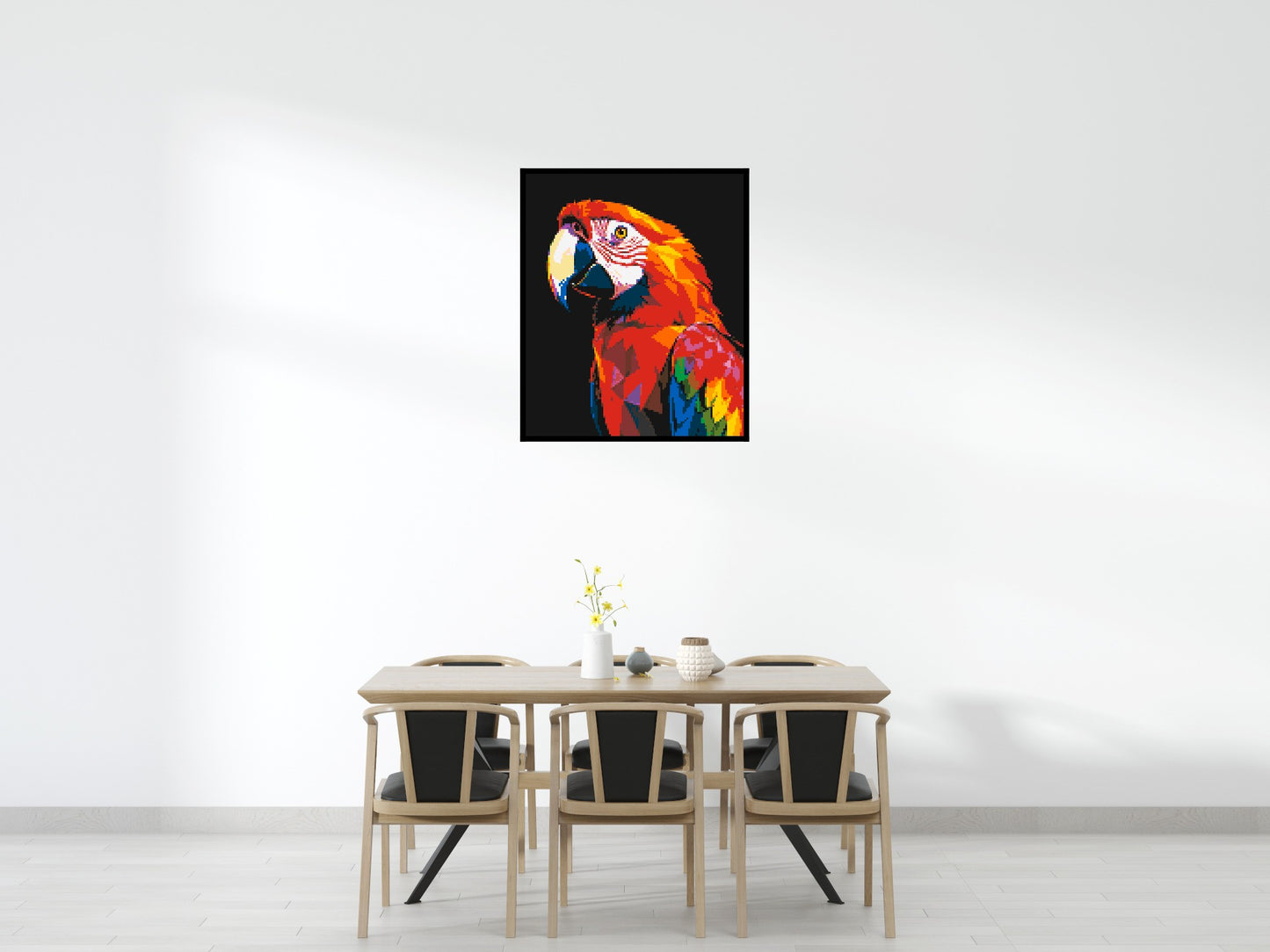 Scarlet Macaw Geometric Pop Art - Brick Art Mosaic Kit 5x6 large
