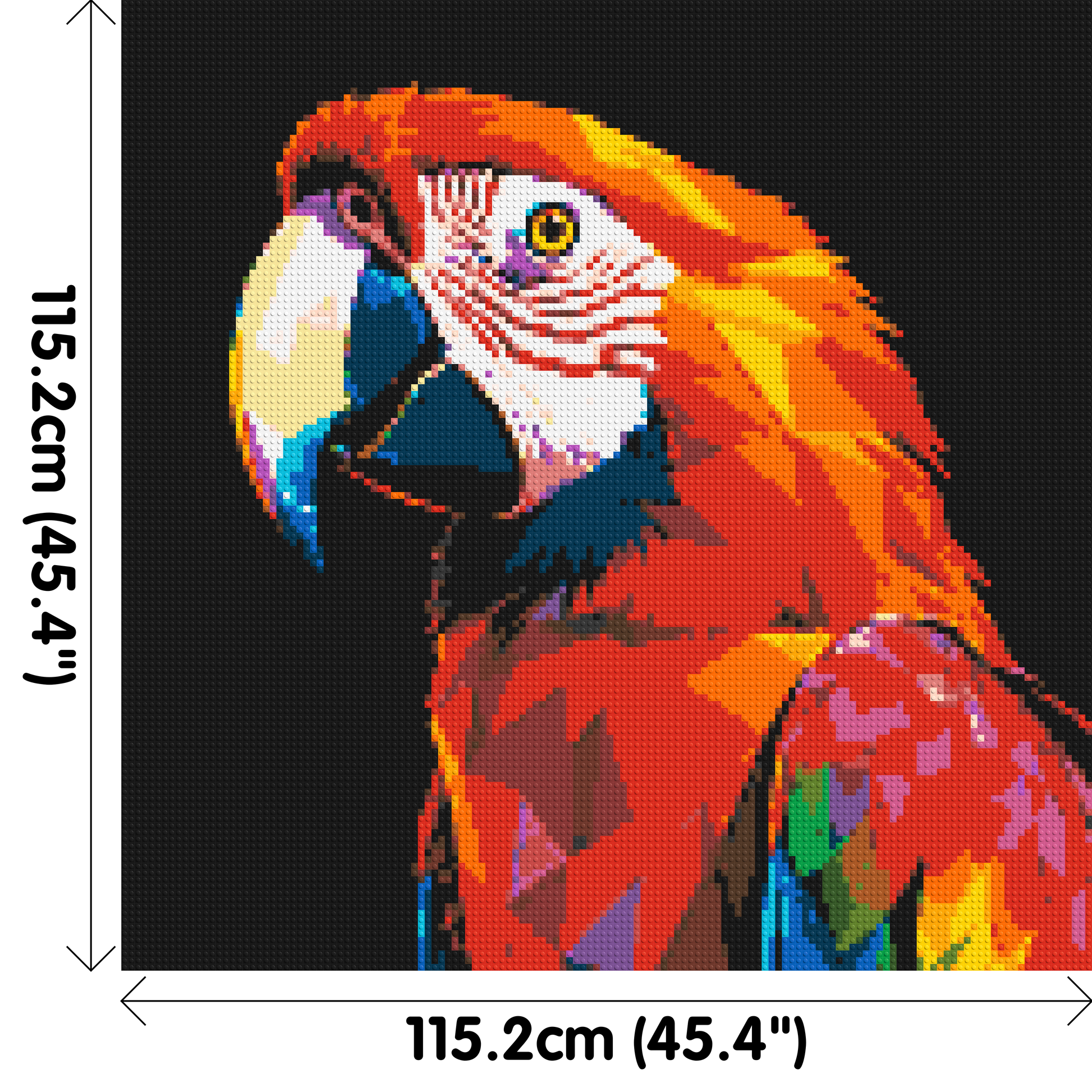 Scarlet Macaw Geometric Pop Art - Brick Art Mosaic Kit 6x6 dimensions