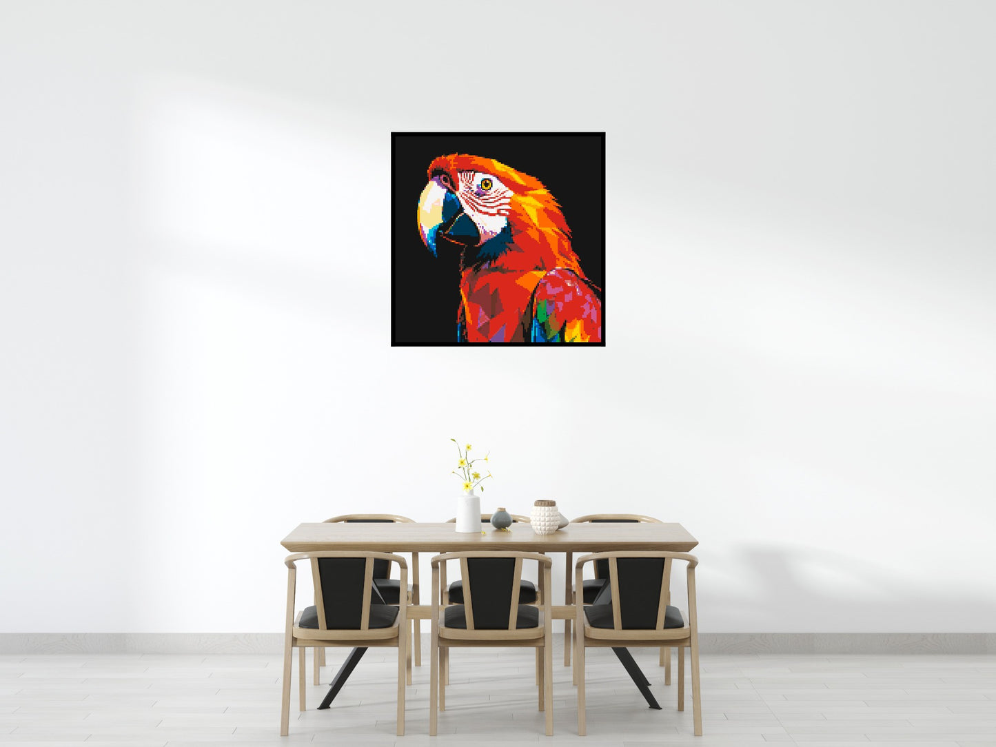 Scarlet Macaw Geometric Pop Art - Brick Art Mosaic Kit 6x6 large