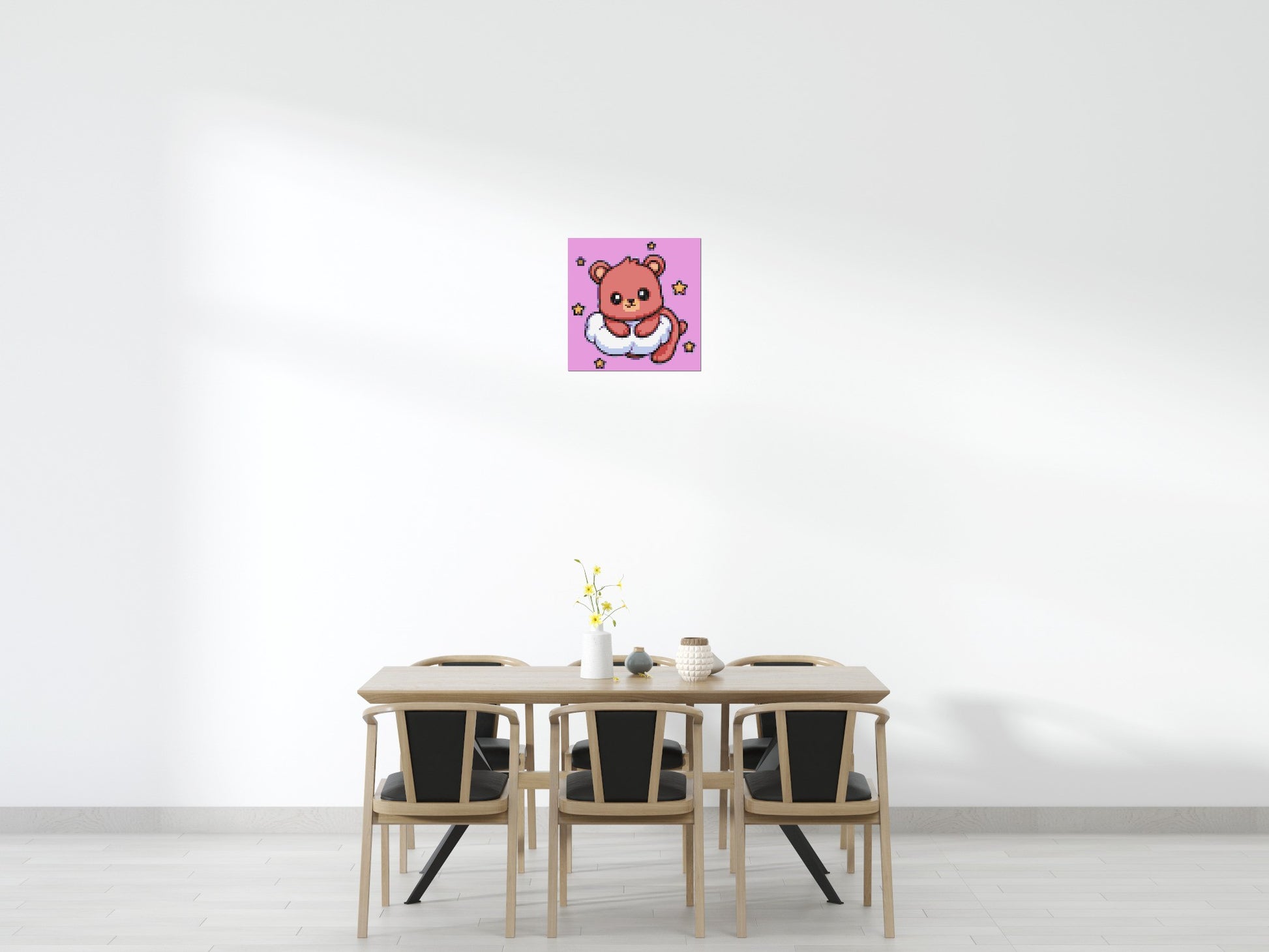 Cute Bear on Cloud with Stars Cartoon Art - Brick Art Mosaic Kit 3x3 scene