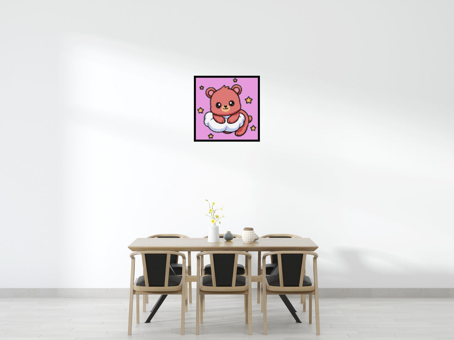 Cute Bear on Cloud with Stars Cartoon Art - Brick Art Mosaic Kit 4x4 large