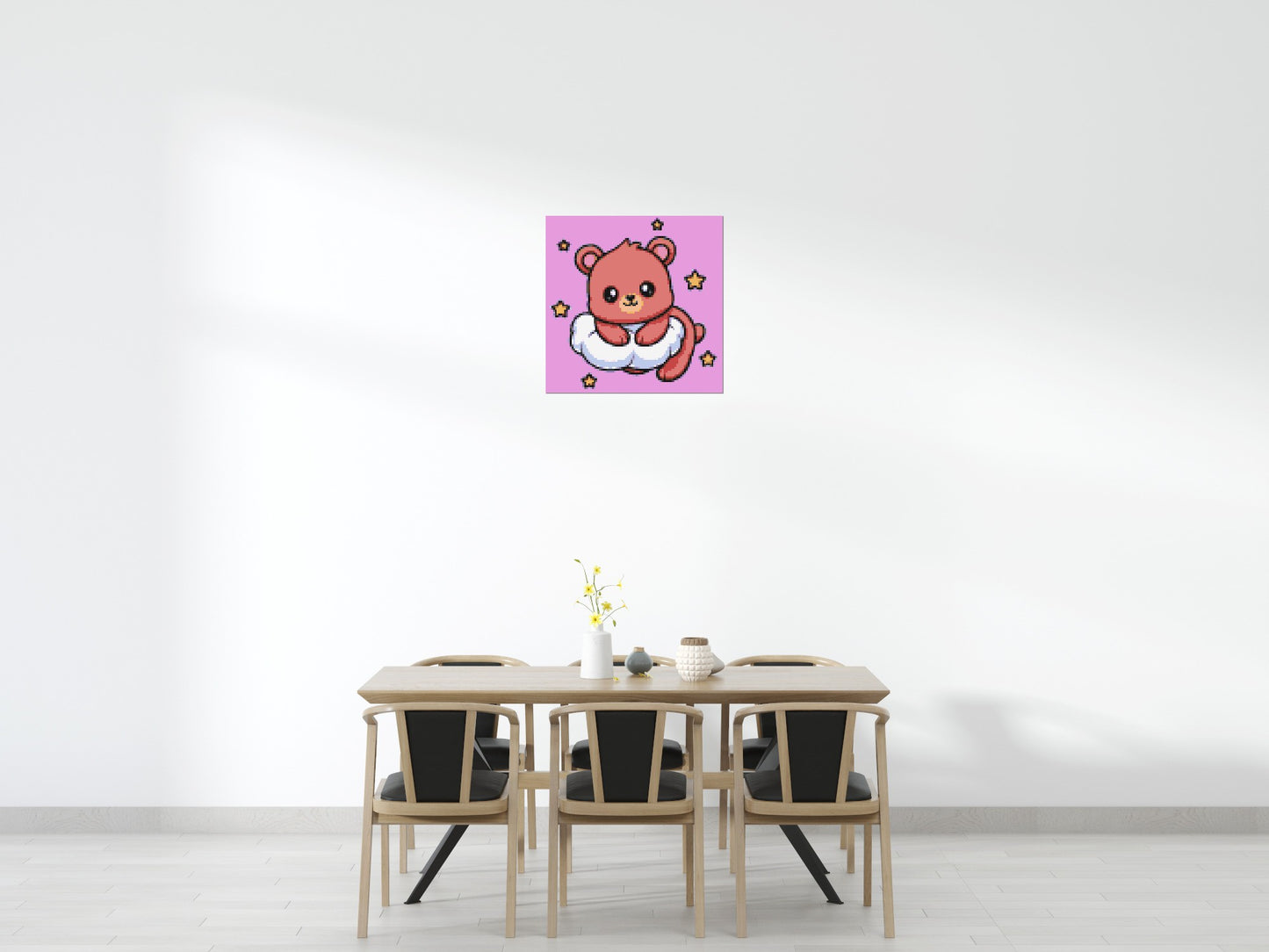 Cute Bear on Cloud with Stars Cartoon Art - Brick Art Mosaic Kit 4x4 large