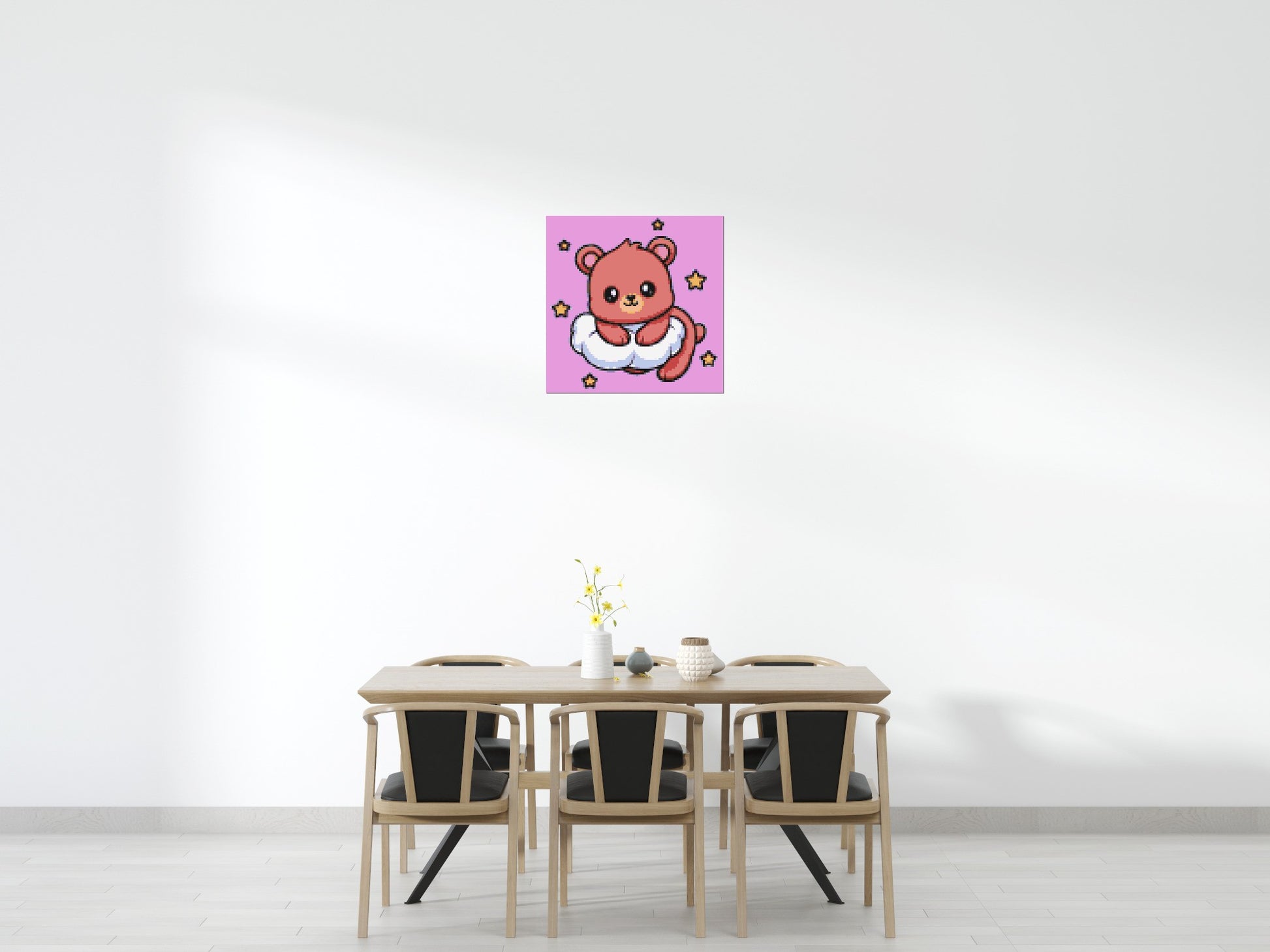 Cute Bear on Cloud with Stars Cartoon Art - Brick Art Mosaic Kit 4x4 scene