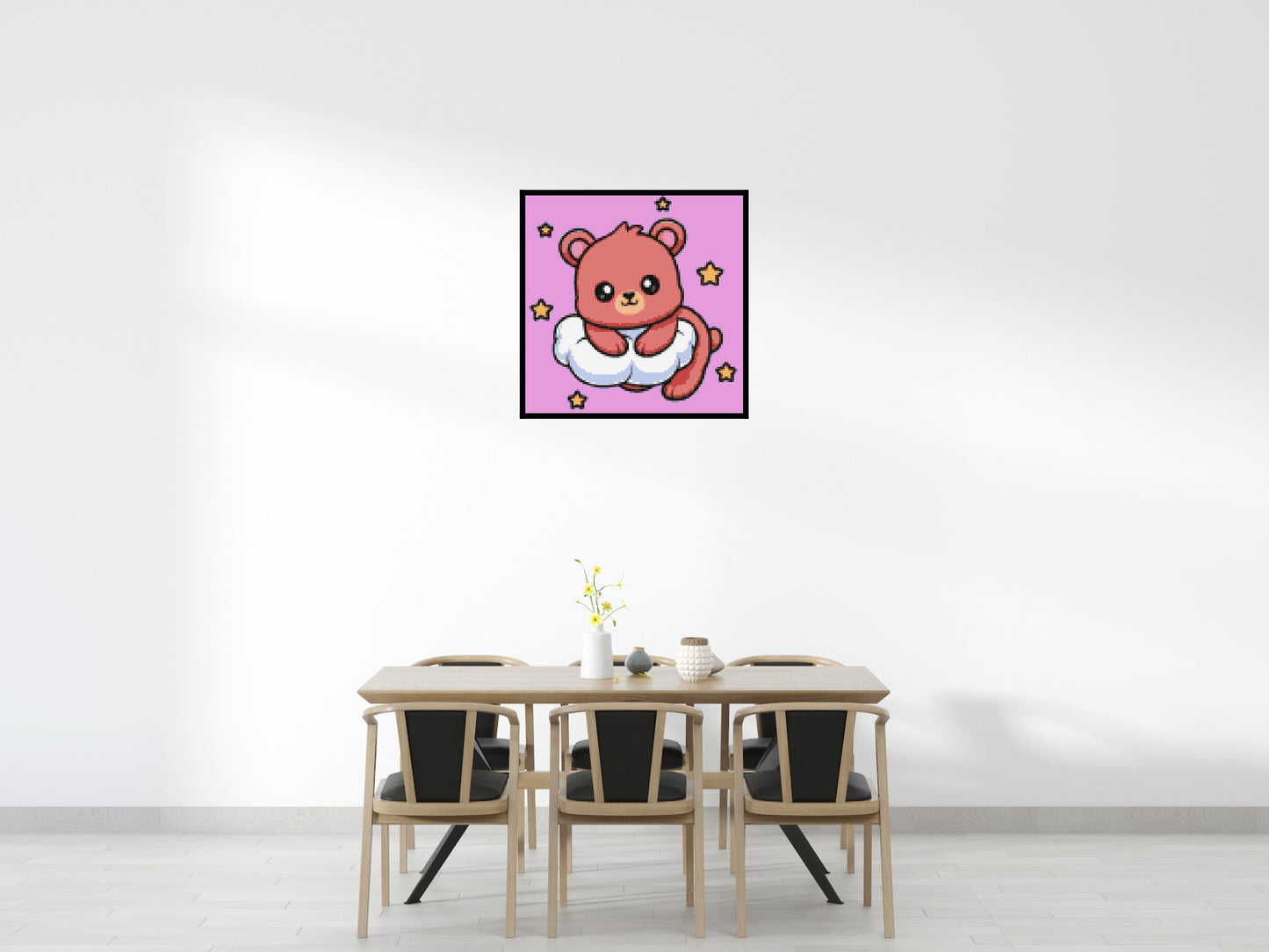 Cute Bear on Cloud with Stars Cartoon Art - Brick Art Mosaic Kit 5x5 large