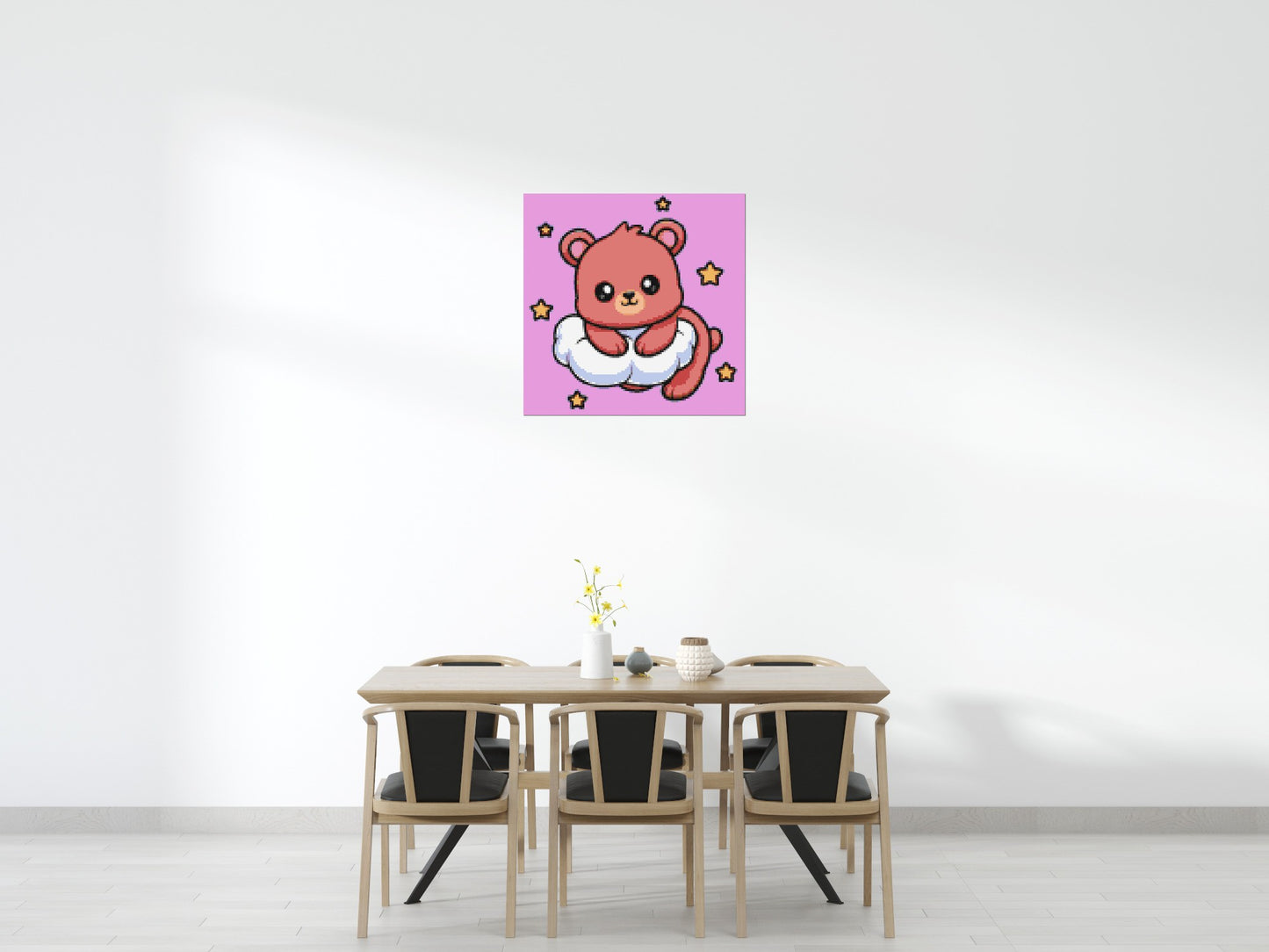 Cute Bear on Cloud with Stars Cartoon Art - Brick Art Mosaic Kit 5x5 large