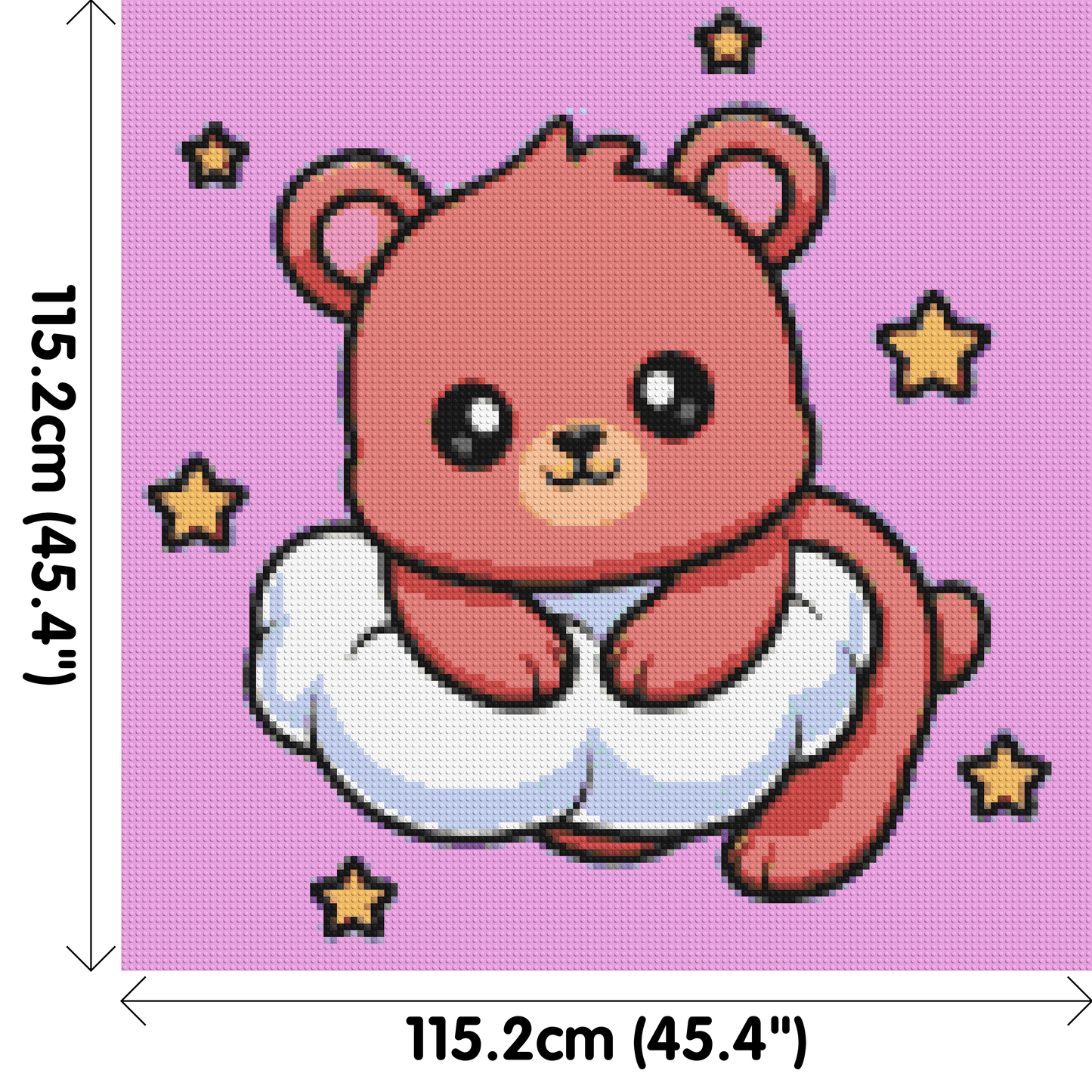 Cute Bear on Cloud with Stars Cartoon Art - Brick Art Mosaic Kit 6x6 large