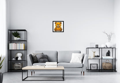 Classic Sitting Teddy Bear with Bow Tie Cartoon Art - Brick Art Mosaic Kit 2x2 large