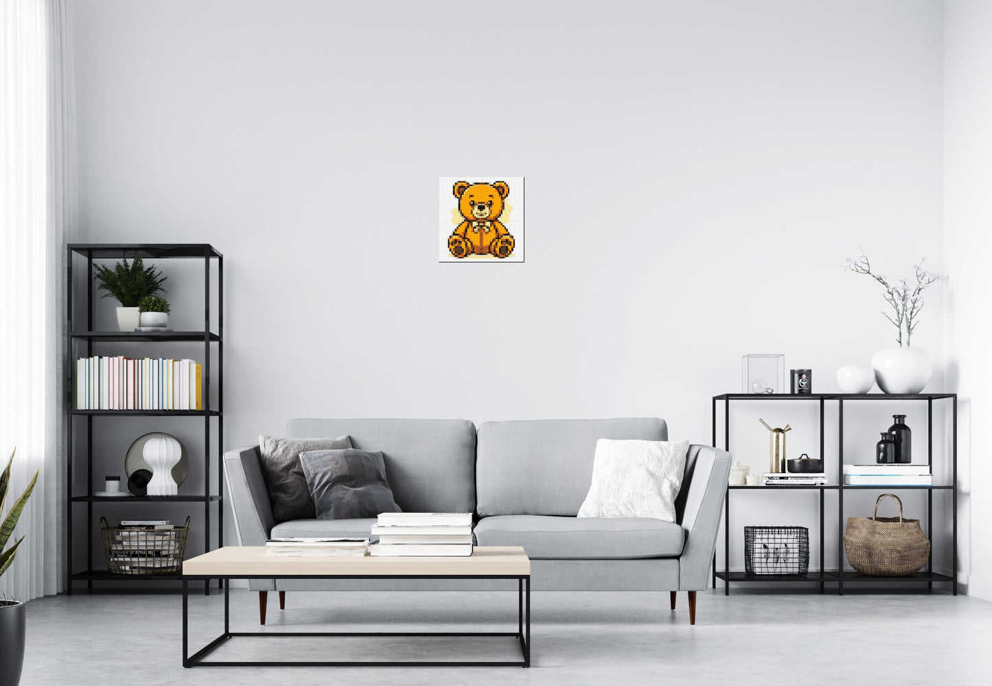 Classic Sitting Teddy Bear with Bow Tie Cartoon Art - Brick Art Mosaic Kit 2x2 large