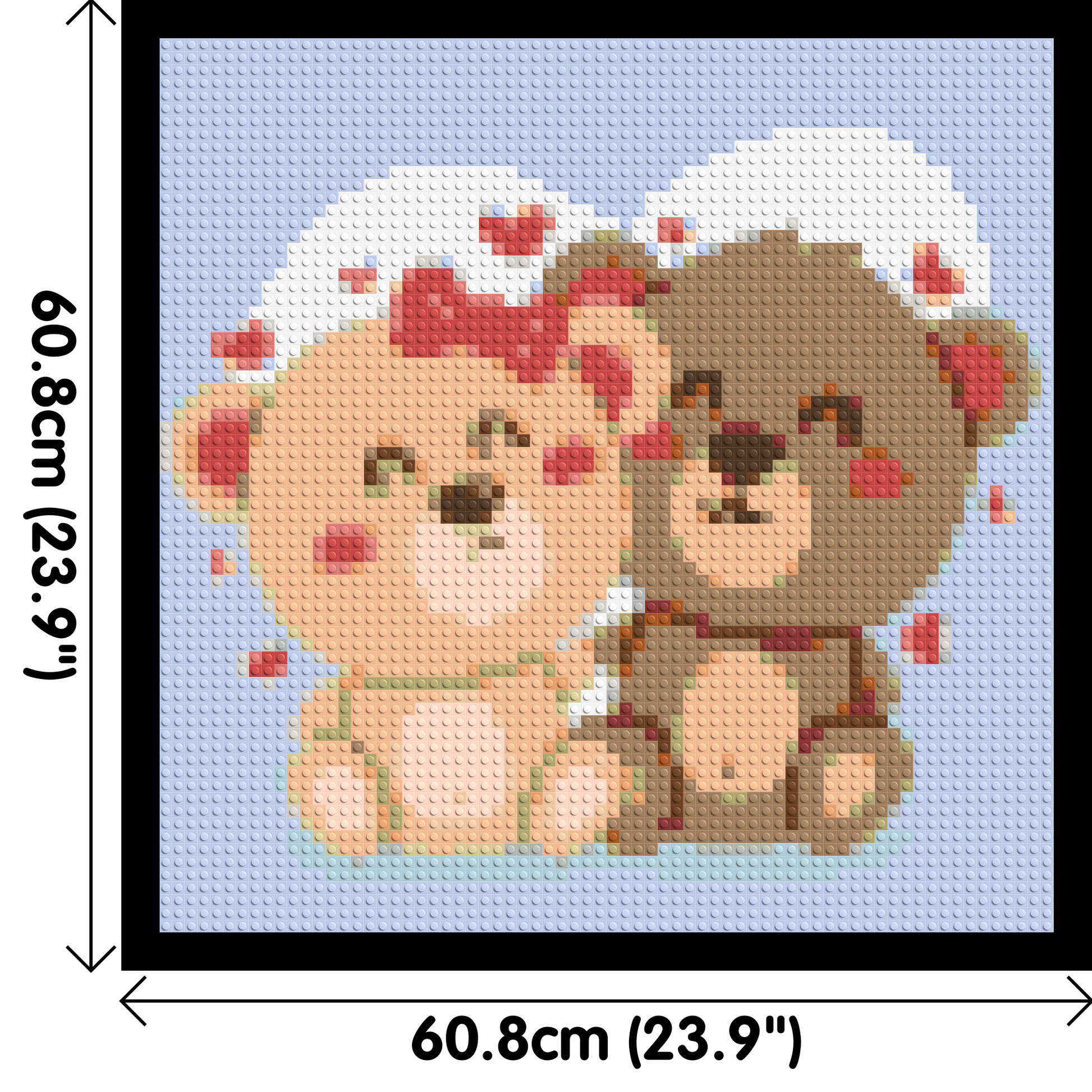 Cute Teddy Bear Couple Kawaii Vector Art - Brick Art Mosaic Kit 3x3 dimensions with frame