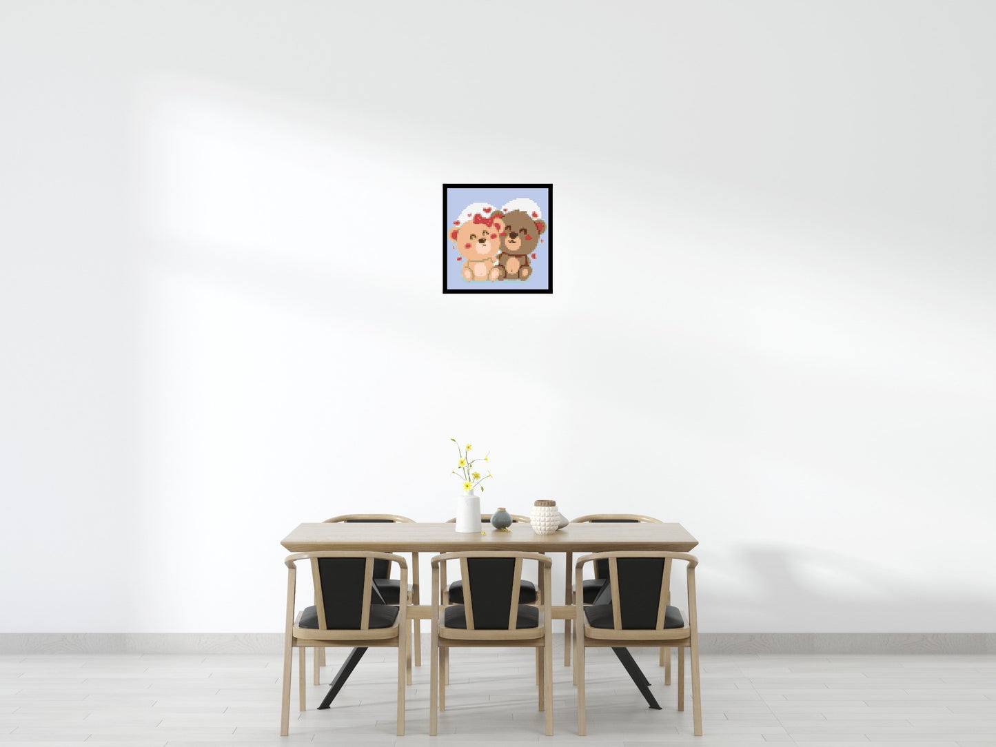 Cute Teddy Bear Couple Kawaii Vector Art - Brick Art Mosaic Kit 3x3 large
