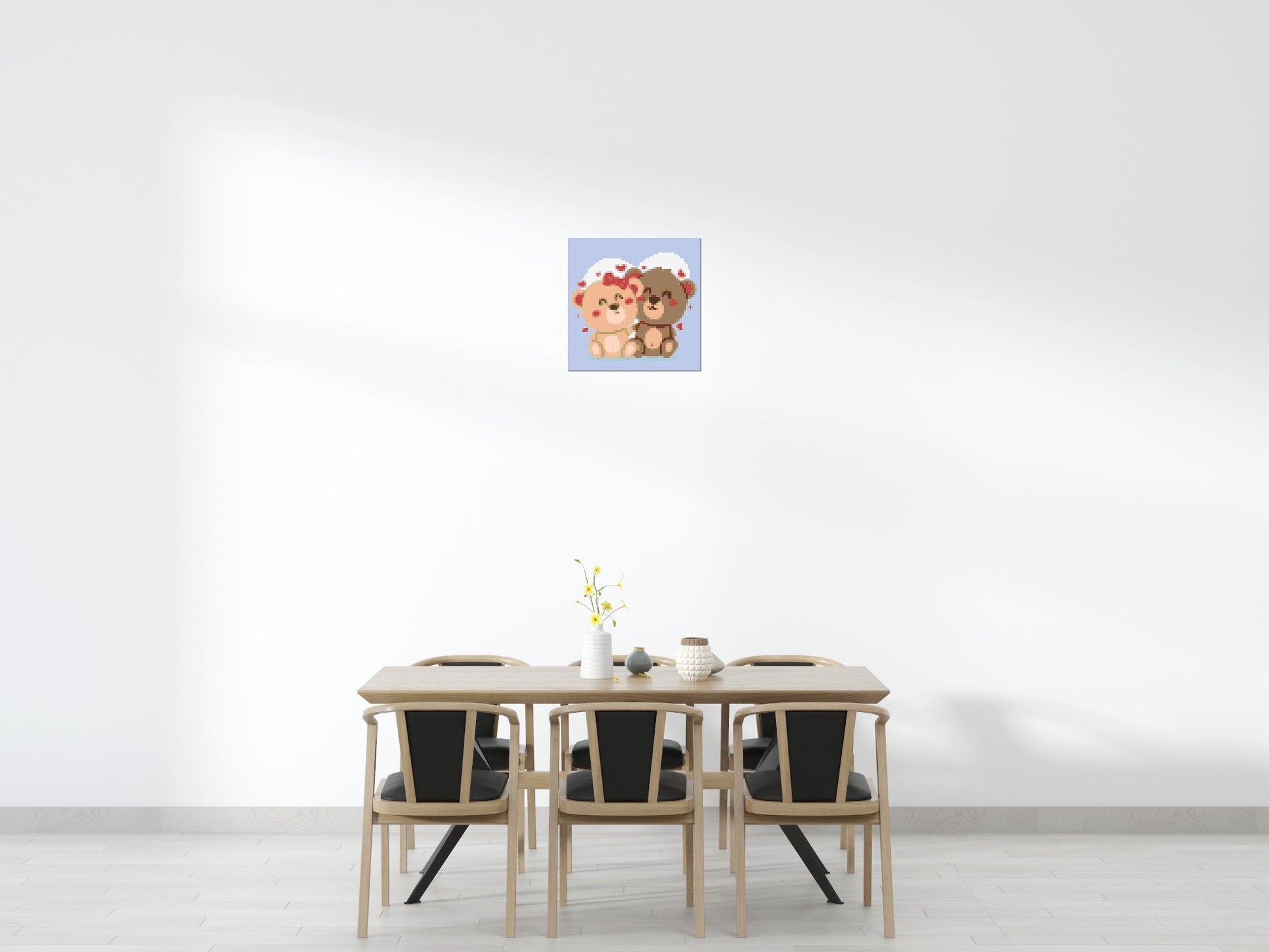 Cute Teddy Bear Couple Kawaii Vector Art - Brick Art Mosaic Kit 3x3 scene