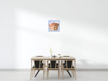 Cute Teddy Bear Couple Kawaii Vector Art - Brick Art Mosaic Kit 3x3 large
