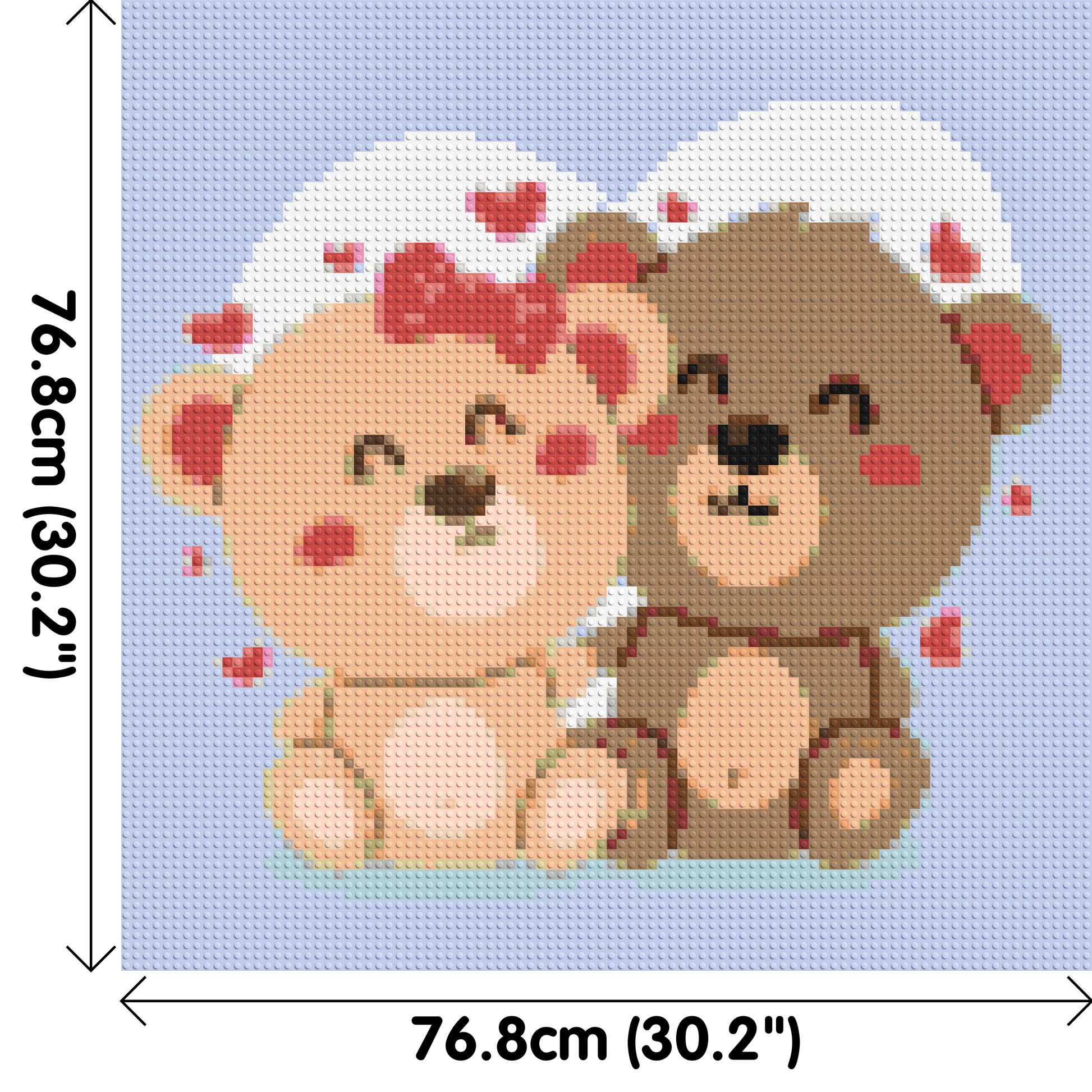 Cute Teddy Bear Couple Kawaii Vector Art - Brick Art Mosaic Kit 4x4 dimensions